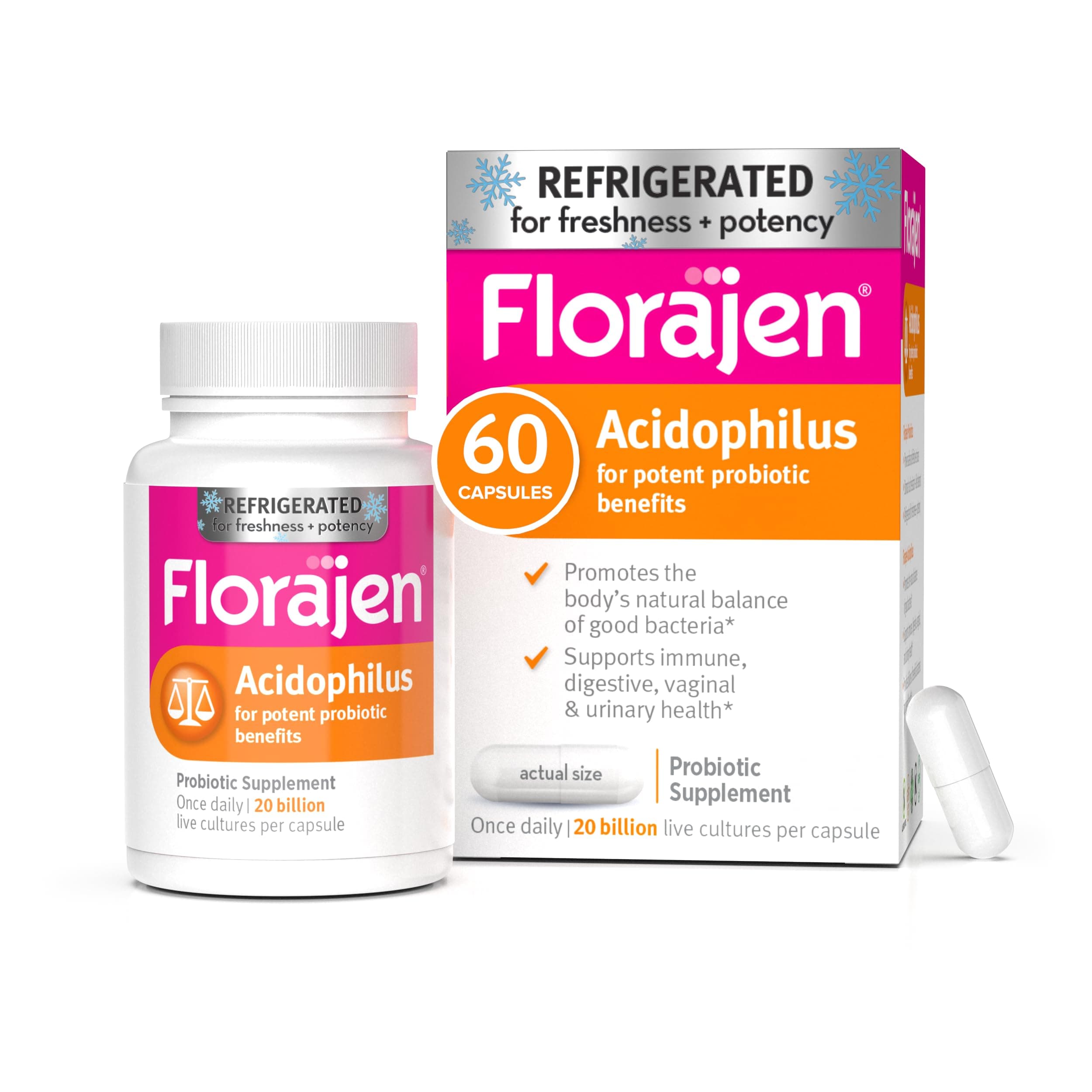 Florajen Florajen Acidophilus Probiotic Capsules, 60 caps