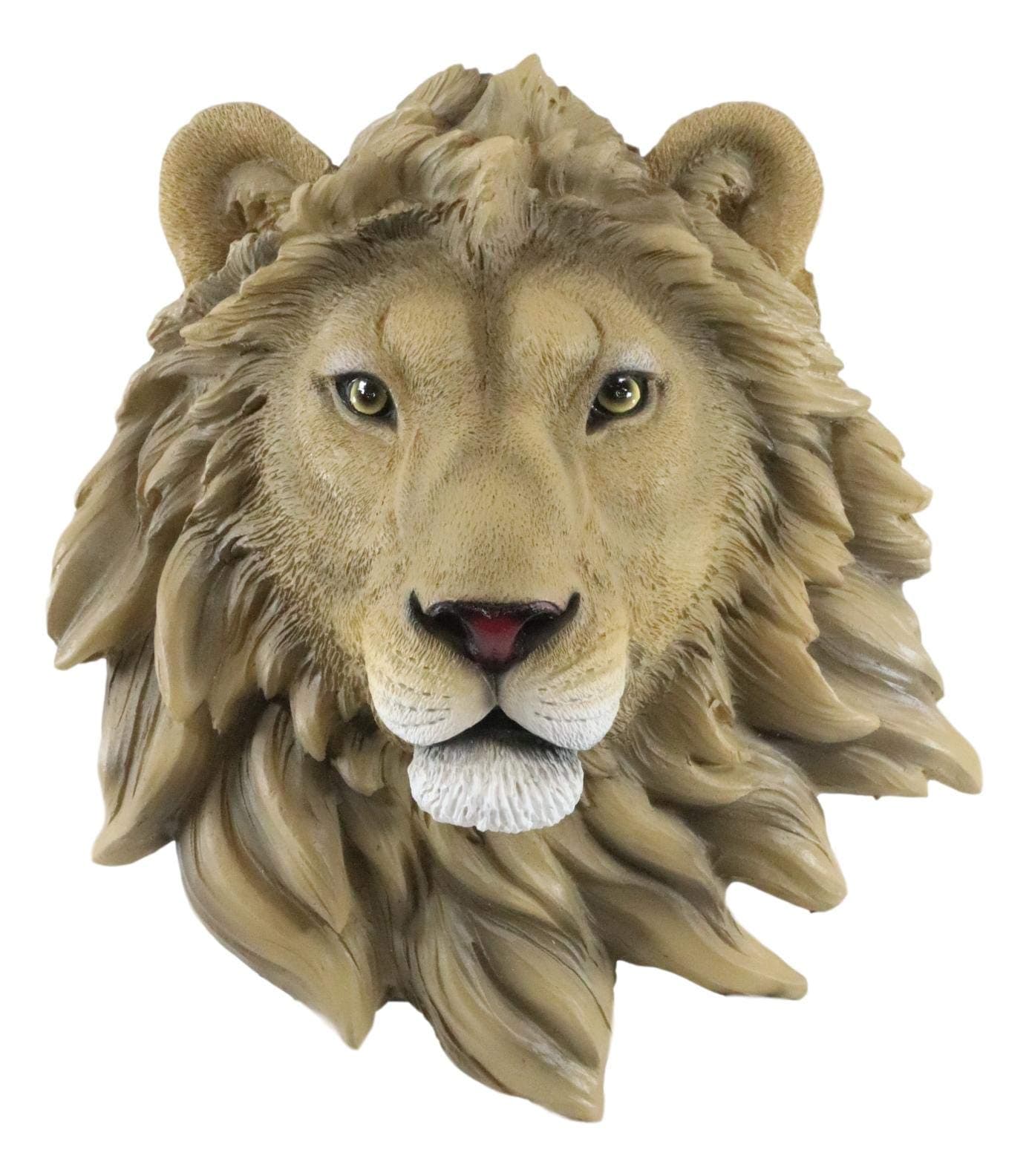 Ebros Simba Safari King Of The Jungle Lion Head Wall Decor Plaque 9.25"Tall Taxidermy Art Sculpture Alpha Pride Lions Hanging Bust Plaques