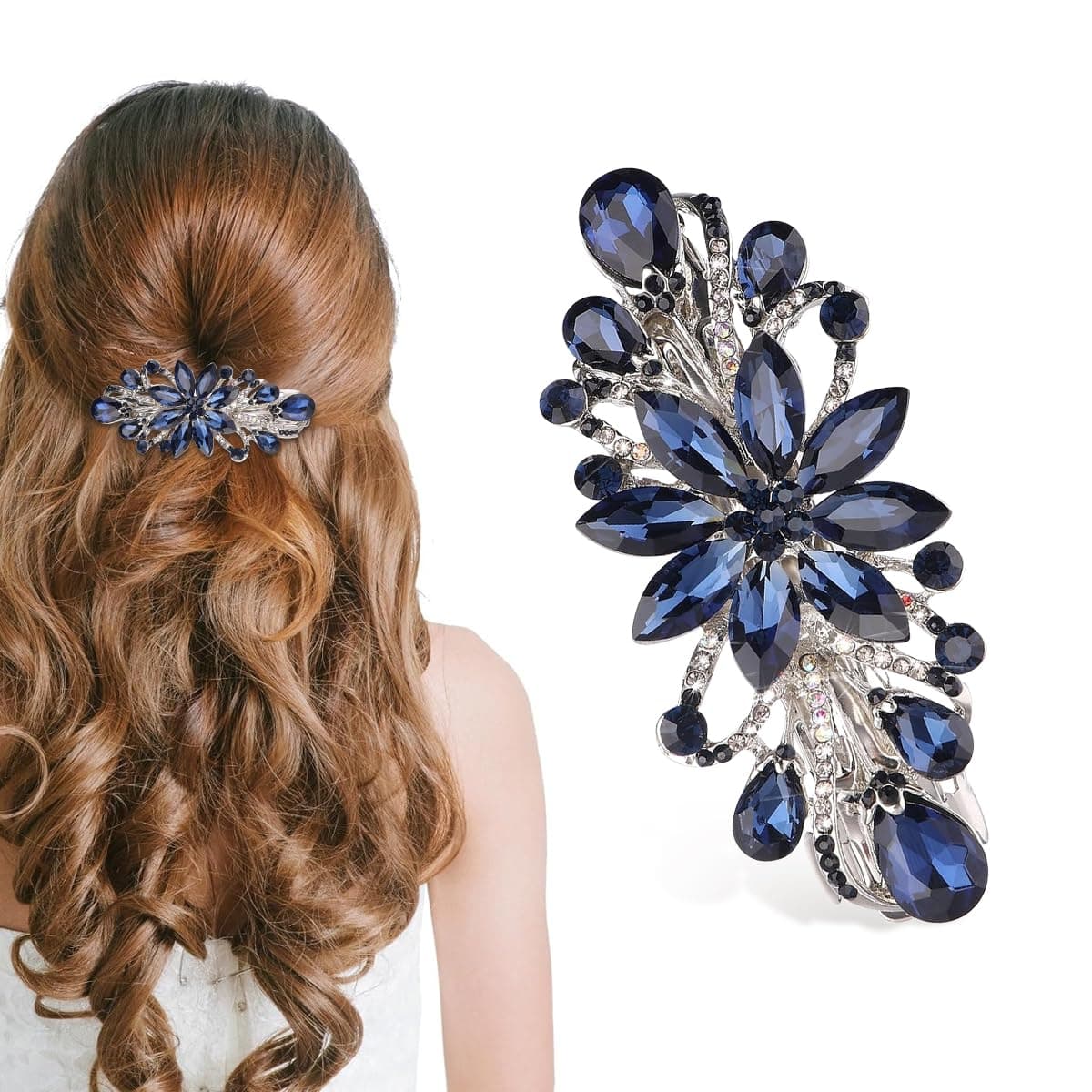 PALAY Hair Clips For Women Floral Rhinestone Center Clips For Hair For Women Stylish Spring Hair Barrette Back Clips For Hair Mother's Day Gift,Multi