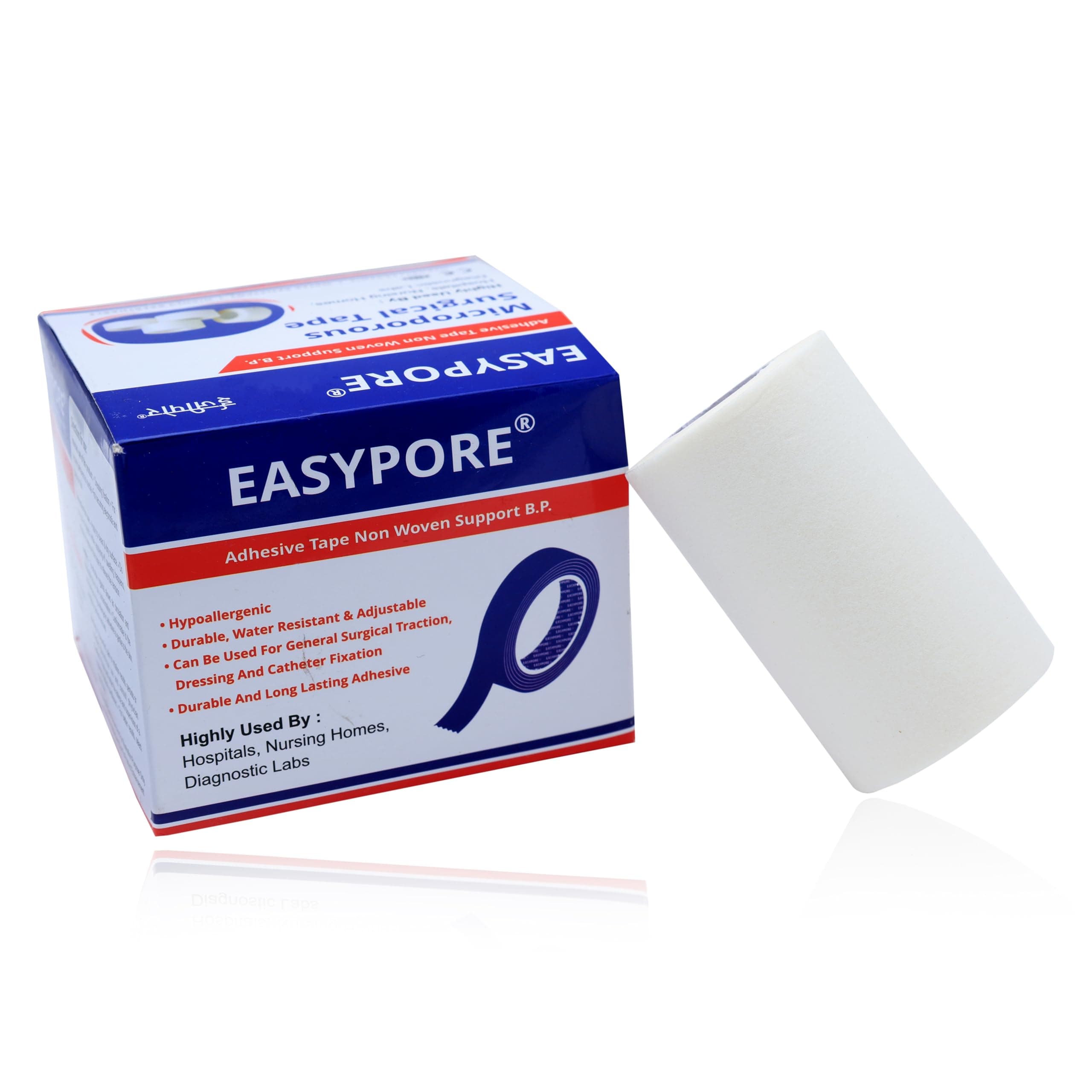Easypore Microporous Surgical Tape – 3 Inch (4 Rolls) | Hypoallergenic Adhesive Paper Tape for Wound Dressing & Medical Use | Non-Woven Breathable Medical Tape