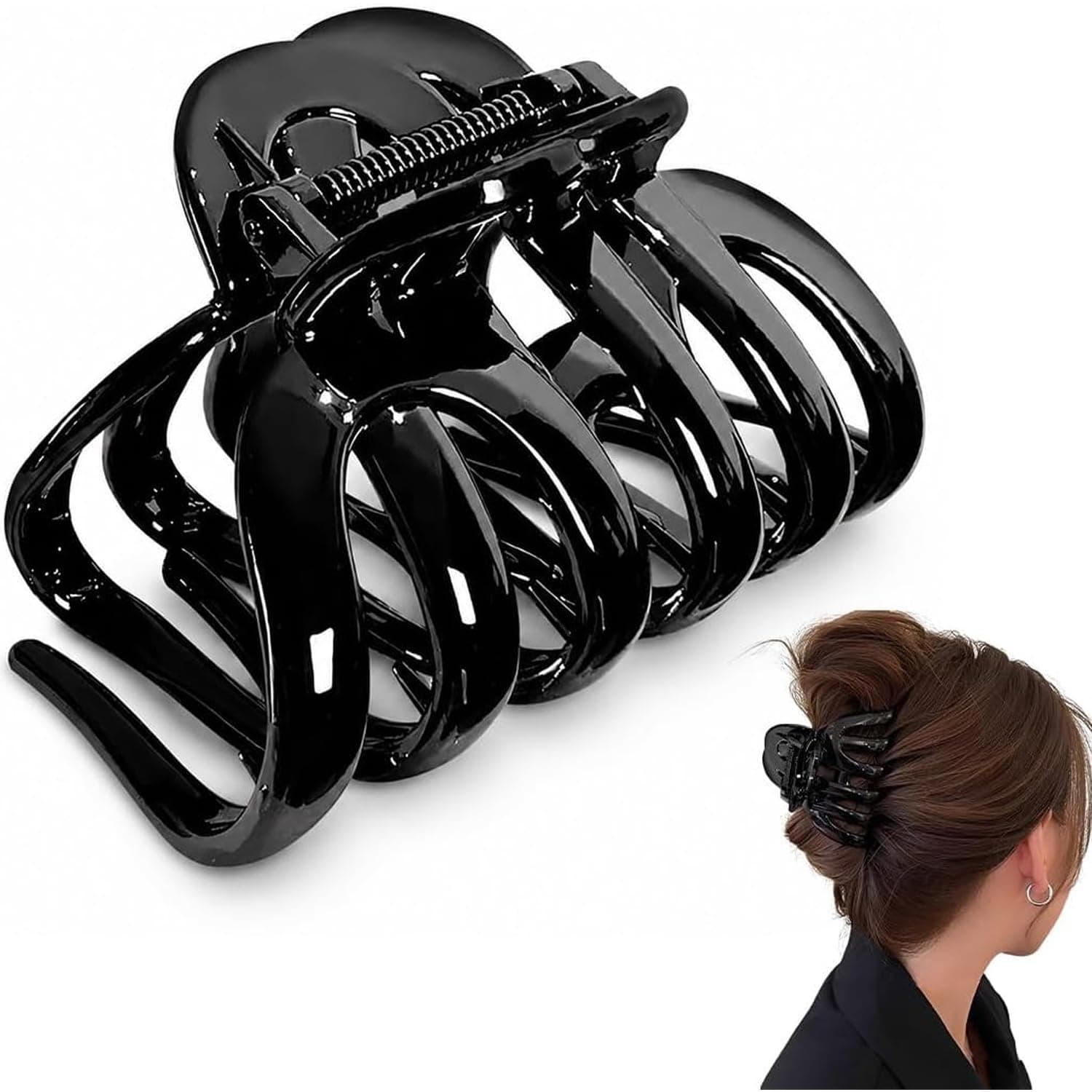 Melodio Red Hair Claw Clips for Women & Girls | Vintage Style Non-Slip Hair Clips for Thick Hair (9cm) | Strong Hold Plastic Hair Barrettes | Fashion Hair Accessories