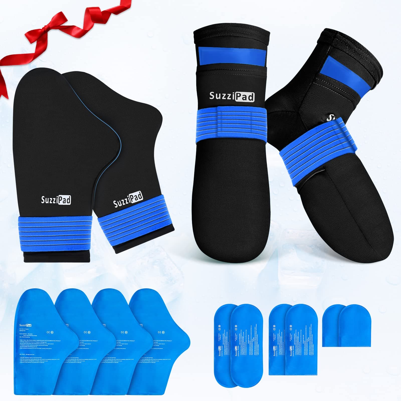 SuzziPad Cold Therapy Socks & Hand Ice Pack Cold Gloves for Women and Men, Ideal for Carpal Tunnel, Arthritis Hand Pain Relief, S/M, Black