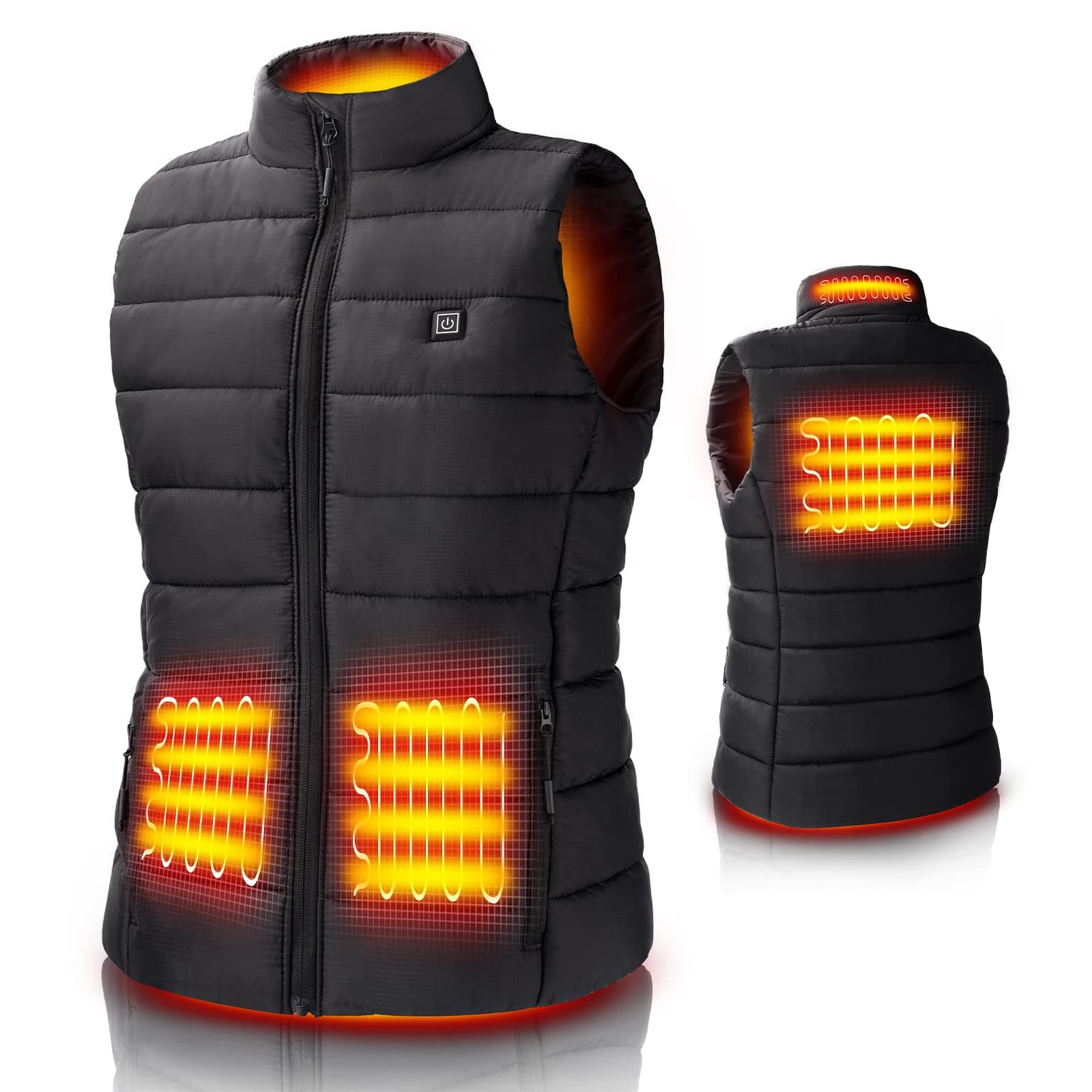 Abuytwo Heated Vest for Men/Women,Electric Heating Jacket Warming Waistcoat Fit Vest For Outdoor Hiking Hunting-No Battery, Black, Medium