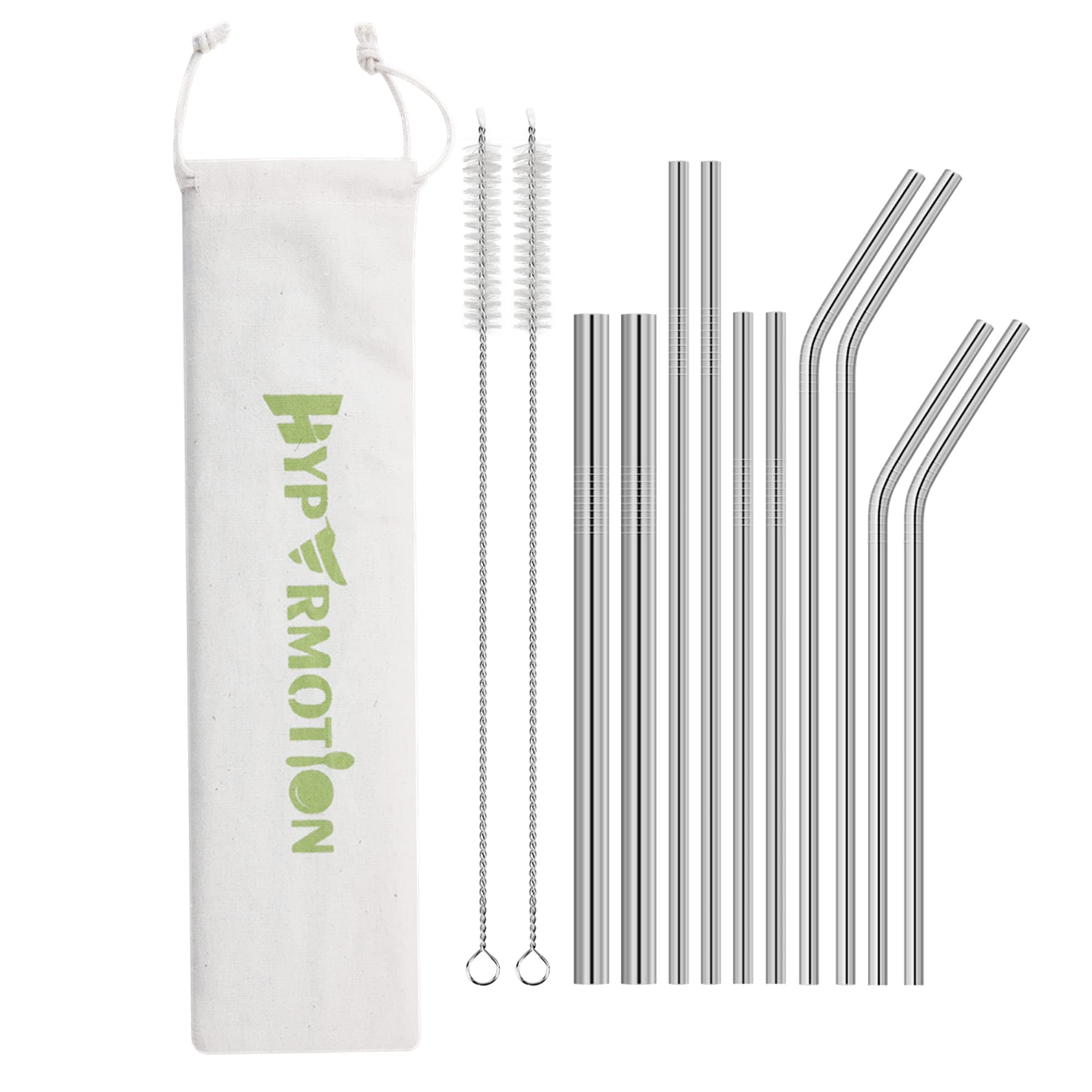 Stainless Steel Straw, Food Grade Reusable Metal Drinking Straw Set with 2 Cleaning Brushes and Carry Pouch for Smoothie, Milkshake, Cocktail and Hot Drinks