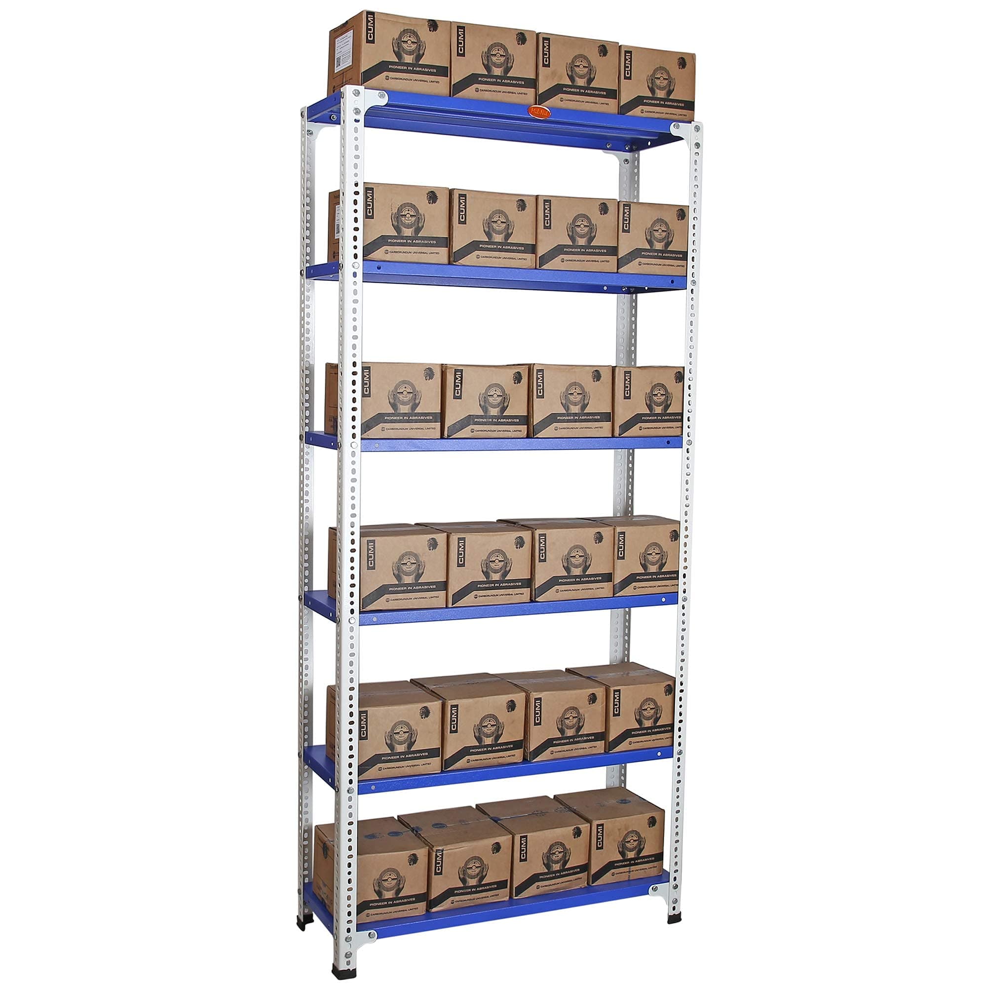 Mil-Nil Prime CRC Sheet 72X36X12 Inch Multipurpose Storage, Adjustable Shelf, Slotted Angle Rack with 6 Shelves (Orange/Grey/Blue)