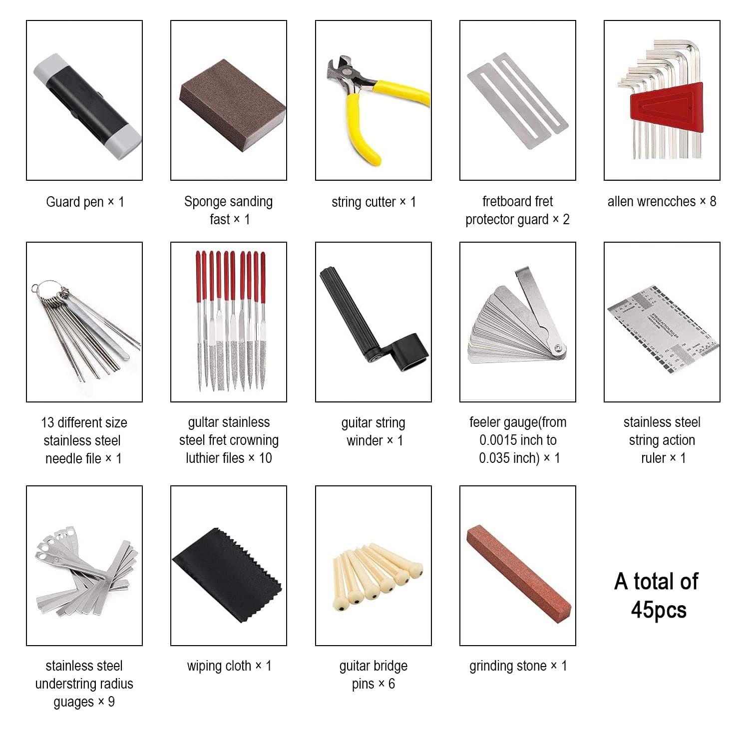 42 Pieces Guitar Repairing Maintenance Tool Kit, Haploon Guitar Setup Kit Repair Tools with Carry Bag for Guitar Ukulele Bass Mandolin Banjo