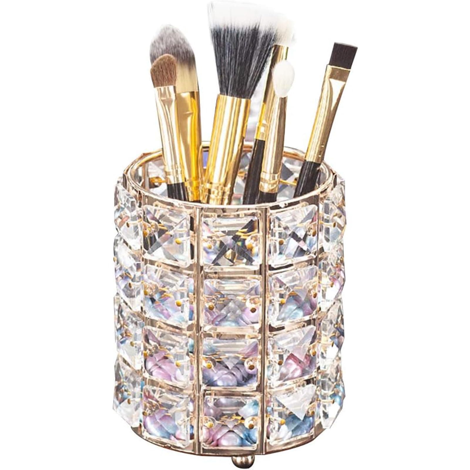 Aila Golden Crystal Bling Personalized Makeup Brush Pen Pencil Holder Storage Organizer Container