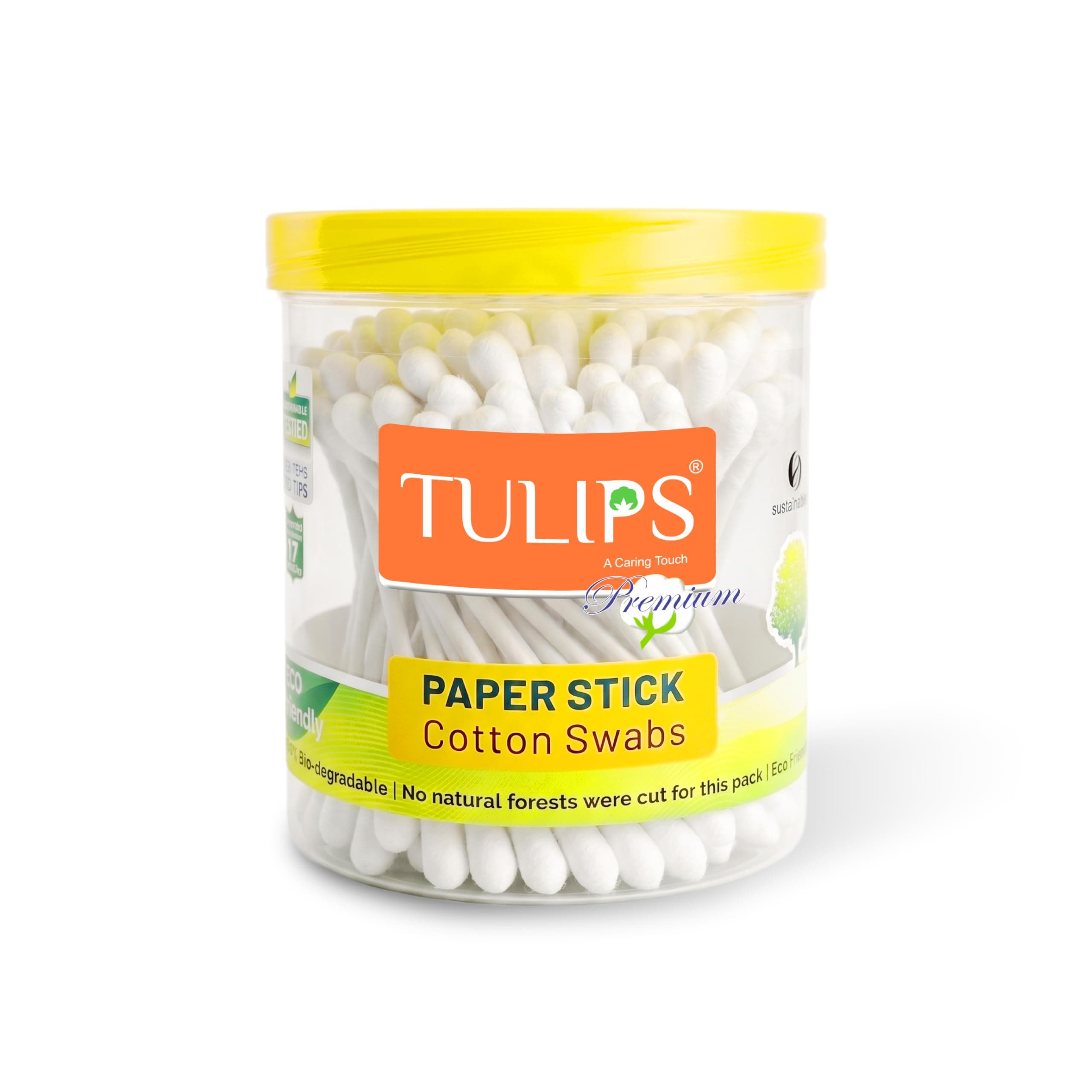 Tulips Premium Paper Stick Cotton Ear Buds (Pack Of 4) Pure & Soft Cotton, 100 Sticks/ 200 Tips Each Pack - White