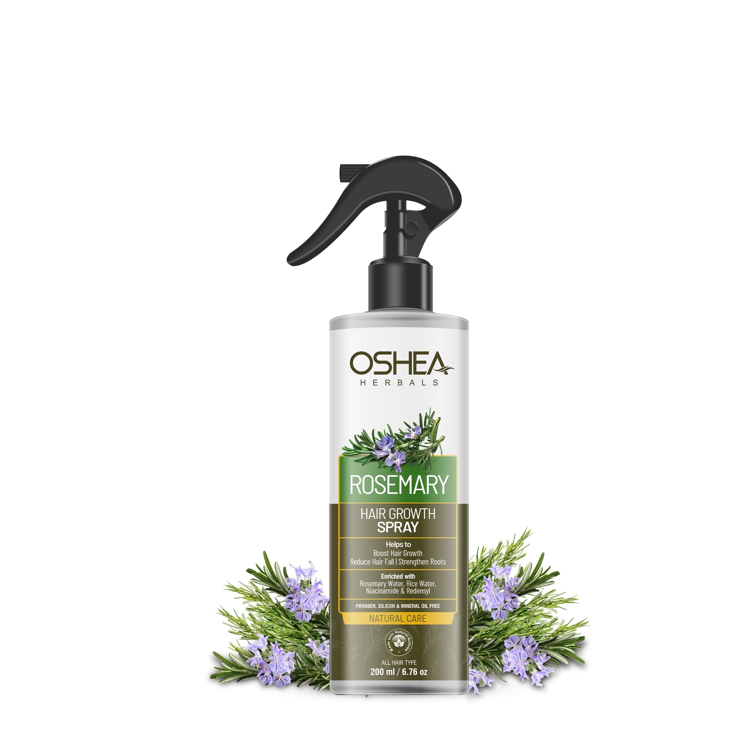 Oshea Herbals Rosemary Hair Growth Spray for Women & Men | Boosts Hair Growth & Strengthens Roots with Reduced Hairfall | Enriched with Rosemary Water, Rice Water & Niacinamide | All Hair Types 200ml