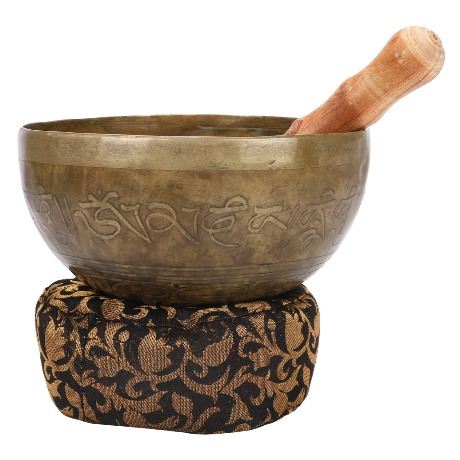 Kartique Brass Tibetan Buddhist Singing Bowl Inside The Figure of Buddha in Bhumisparsha Mudra (Gold_8 Inch X 3 Inch) Buddha Idol for Home Decor
