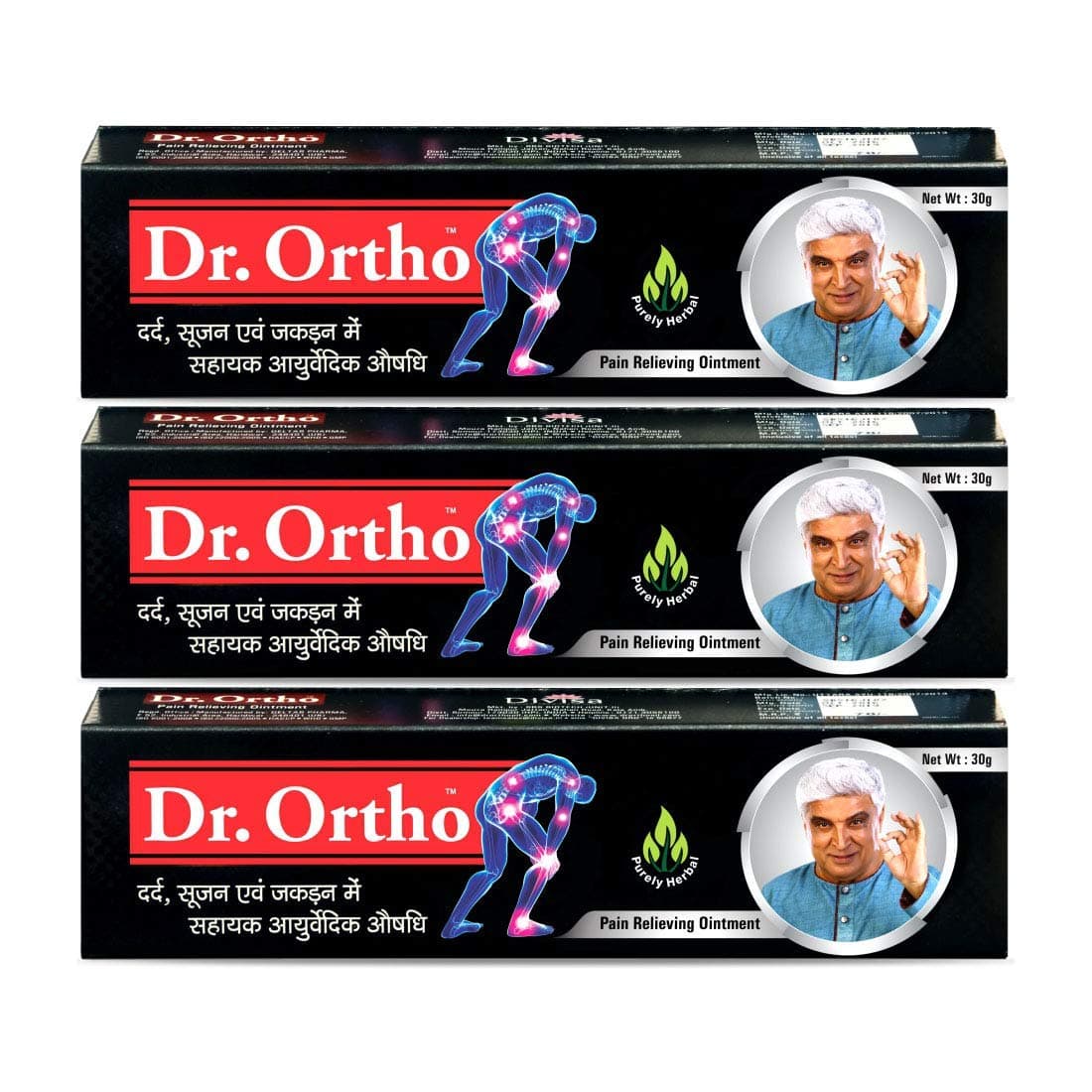 Dr.Ortho Ayurvedic Pain Relieving Ointment For Joint Pain, Neck Pain, Knee Pain, Muscle Pain | Ayurvedic Remedy For Quick And Effective Result And Reduces Muscle Stiffness - 30 G (Pack Of 3)