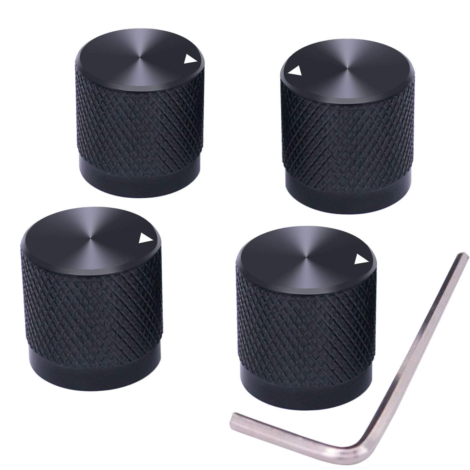 Taiss/ 4pcs Black Aluminum Rotary Electronic Control Potentiometer Knob for 6 mm Diameter Shaft, Vol