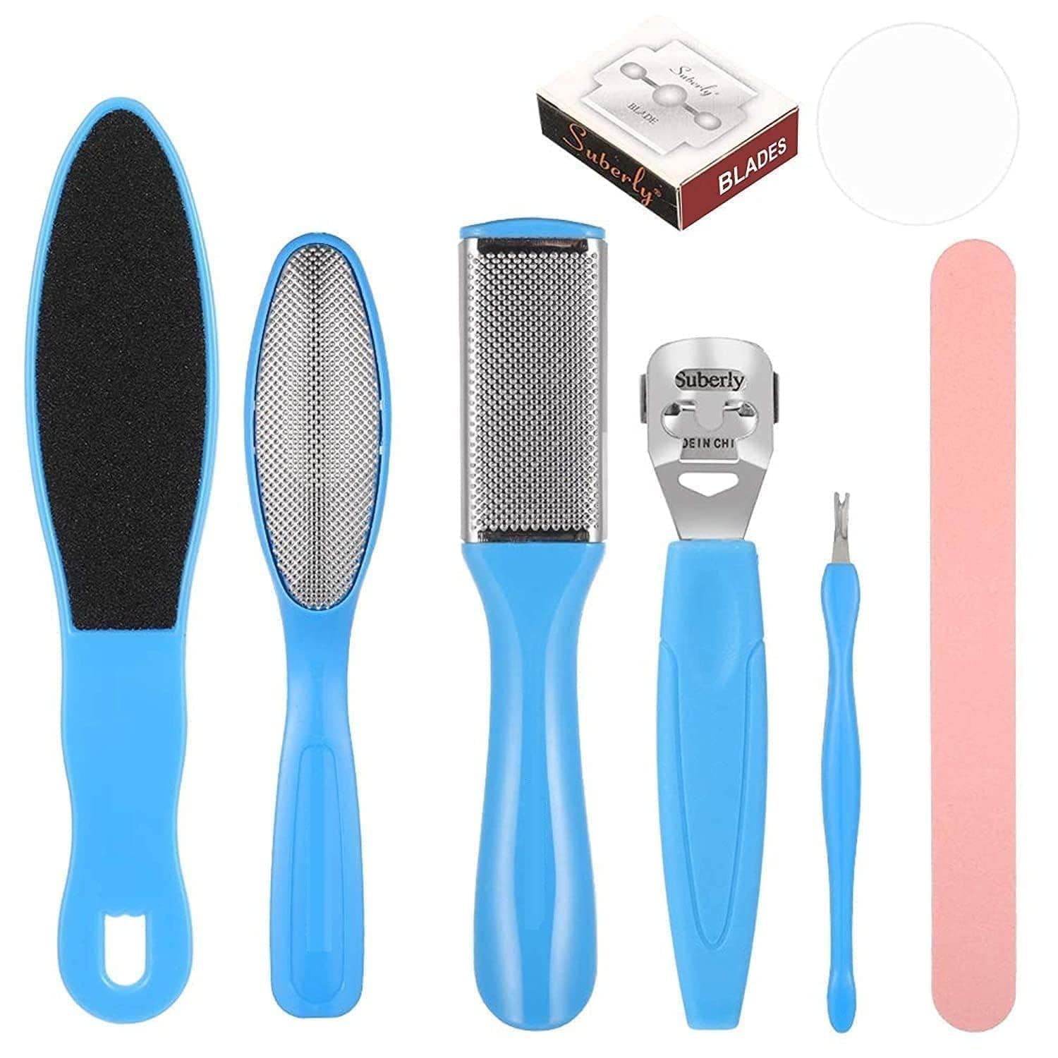 Keli 8 Pcs Pedicure Tools Set for Men and Women – Professional Callus Remover Kit for Foot Care with Foot File, Dead Skin Remover, Heel Scraper & Nail Cleaner for Smooth Soft Feet at Home & Salon