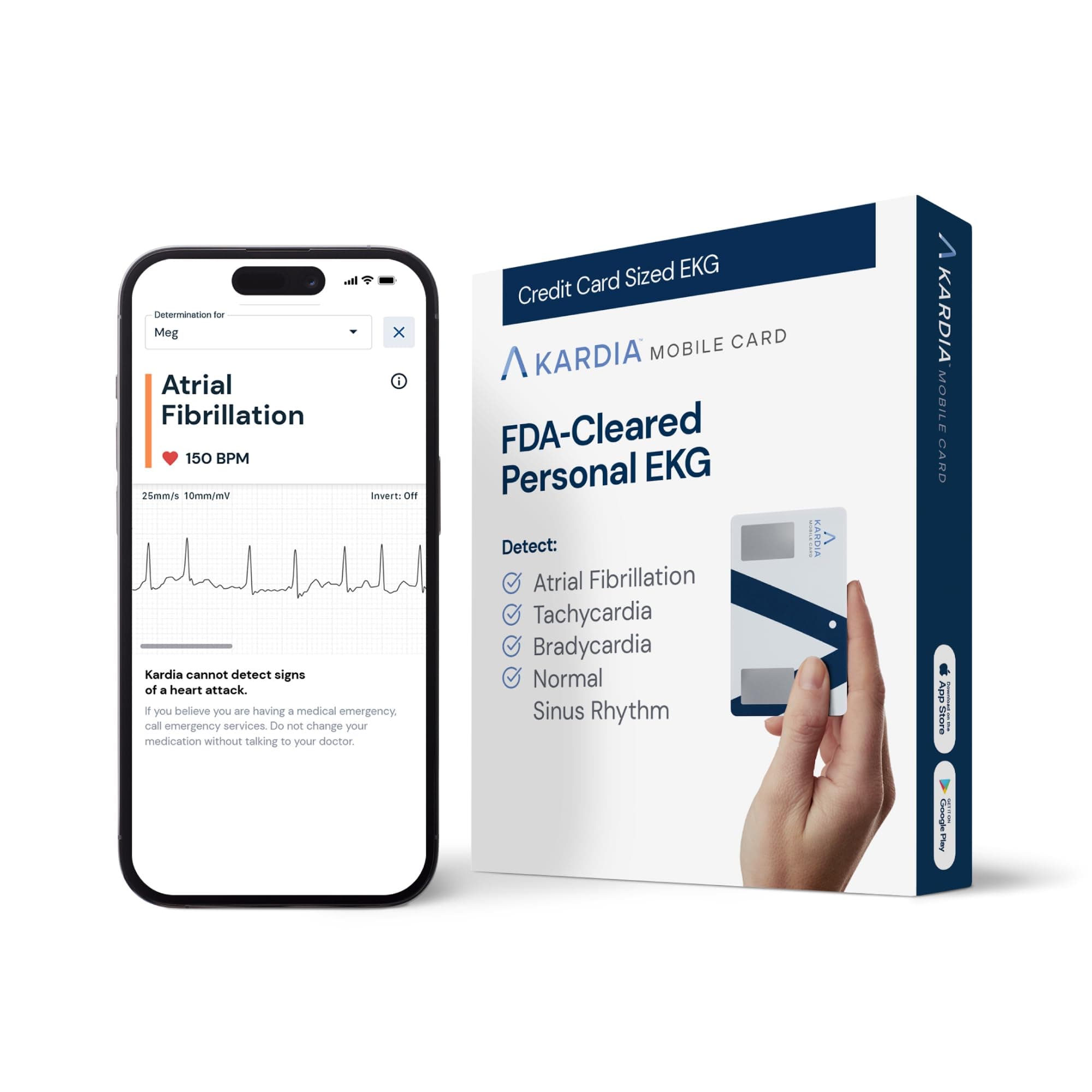 KardiaMobile Card Credit-Card Sized ECG, Medical-Grade & FDA-Cleared Personal Heart Monitor, Carry in Wallet, Bluetooth-Enabled for On-the-Go Check-Ups Anywhere, Compatible with Most Smartphones