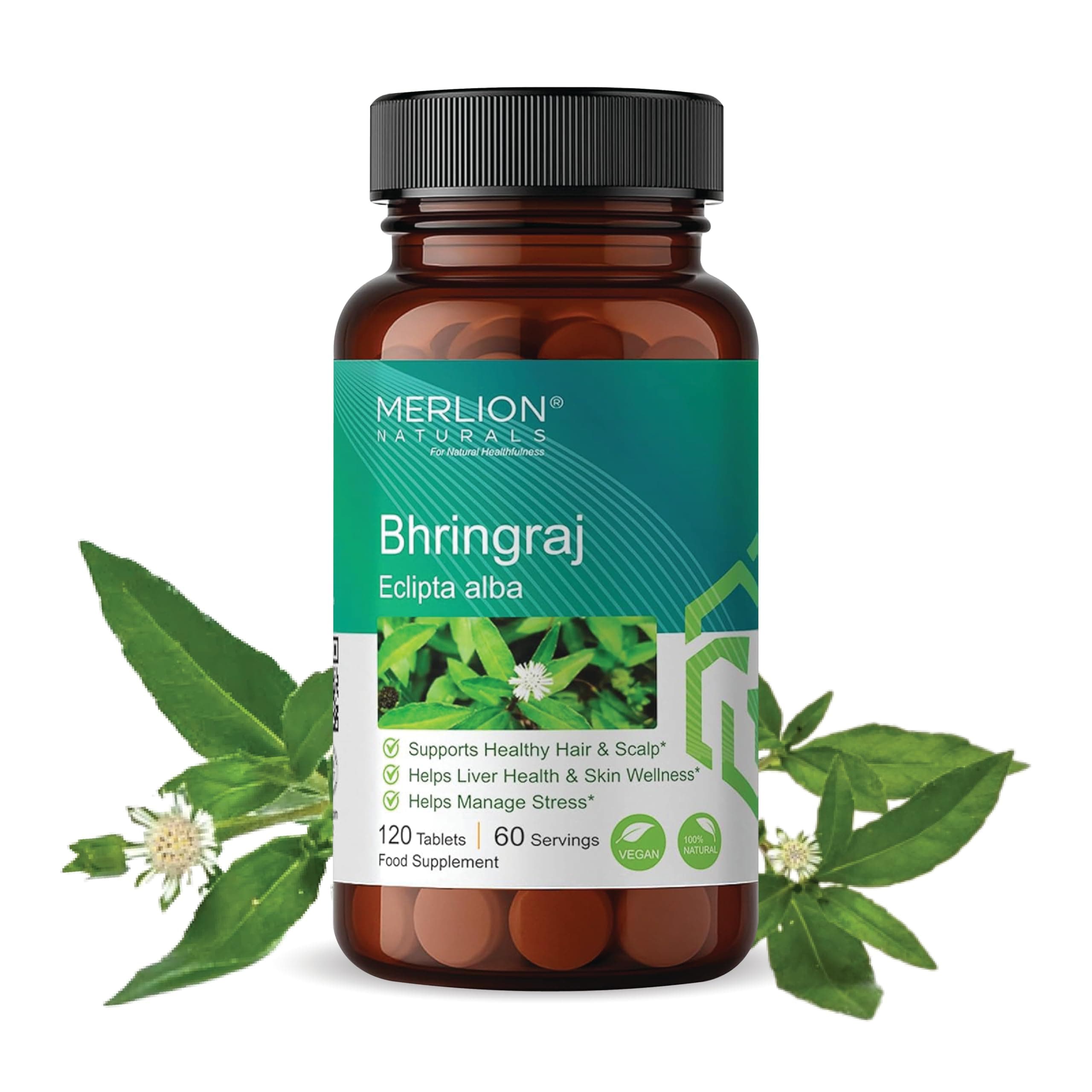 Bhringraj Tablets by Merlion Naturals | Eclipta alba | 500mg (120 Tablets)