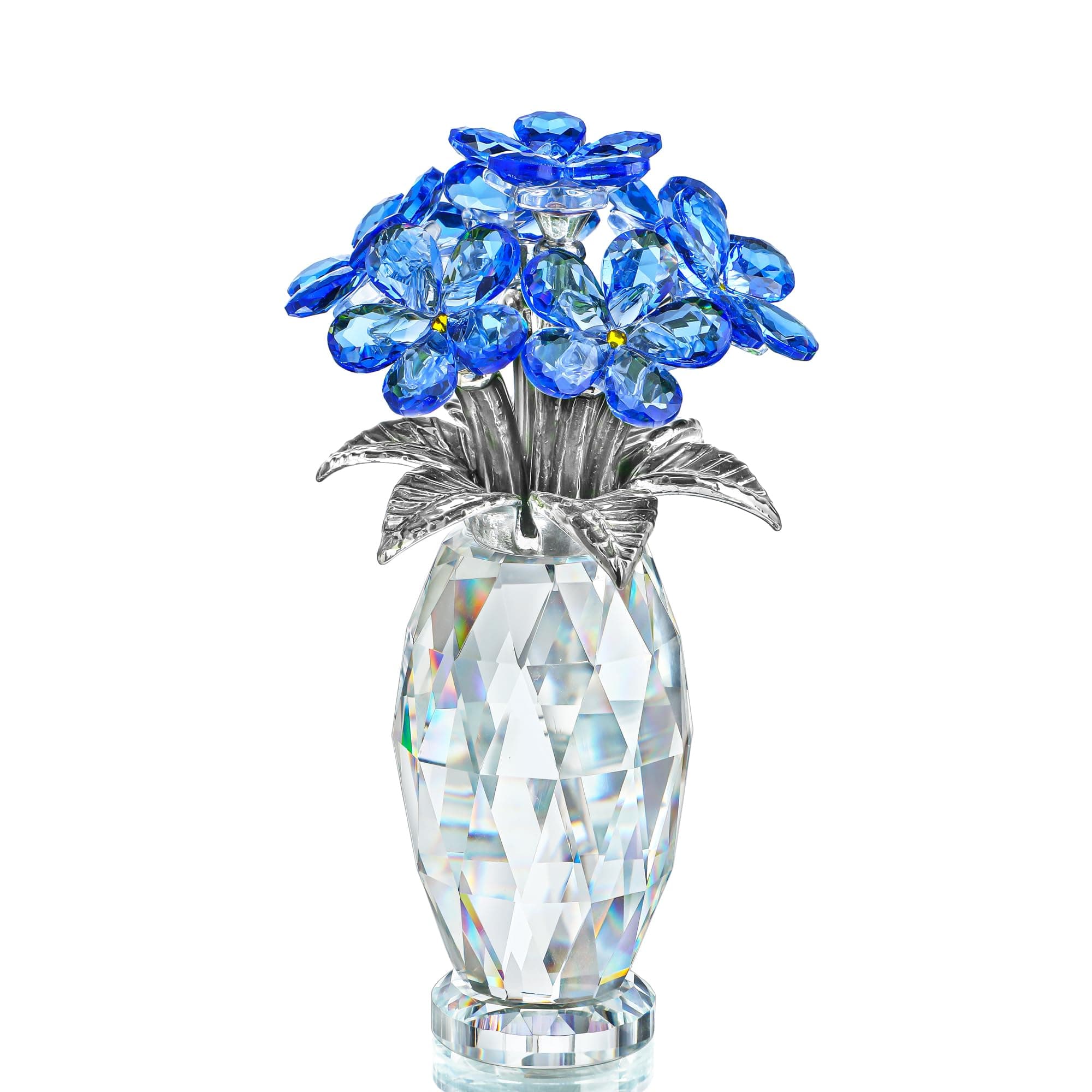 H&D HYALINE & DORA Crystal Flower Figurine Flower Gifts for Women Crystal Glass Flower Collectible Ornaments for Home Table Decoration Valentine's Day Gift for Her