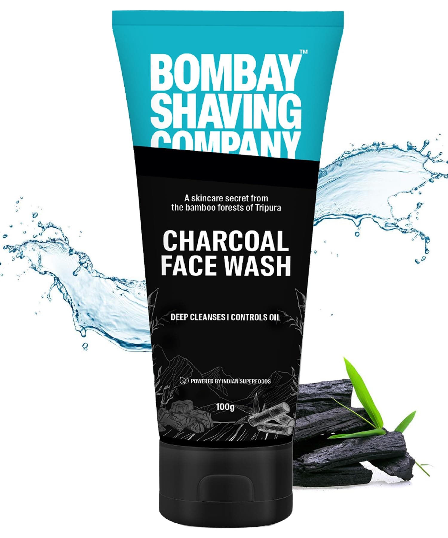 Bombay Shaving Company Cool Detox Face Wash for Men | Activated Charcoal & Menthol Beads | Deep Cleaning, Exfoliation & Instant Cooling | Removes Dirt & Pollution | 100g
