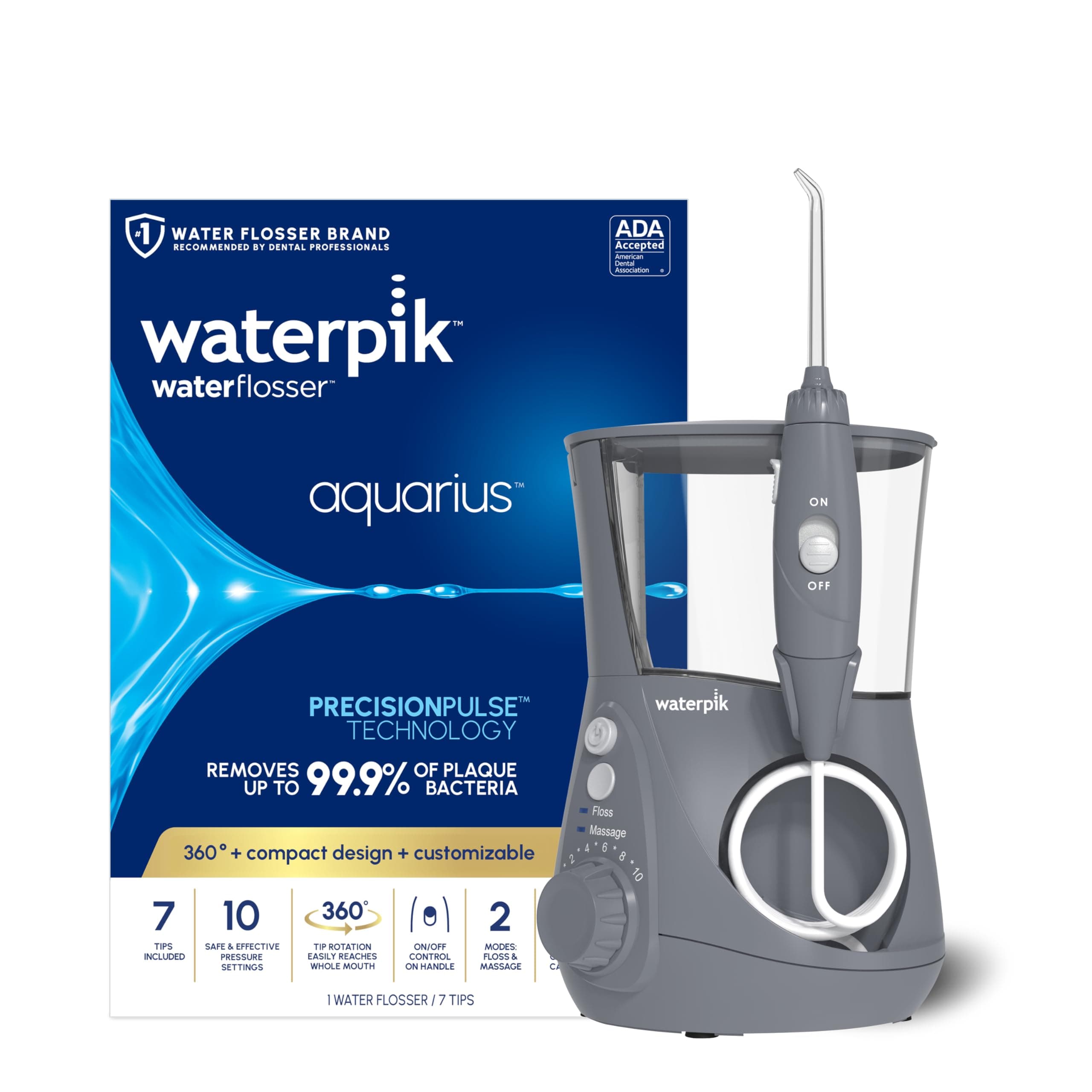 Waterpik Water Flosser Electric Dental Countertop Oral Irrigator For Teeth – Aquarius Professional, WP-667 Modern Gray