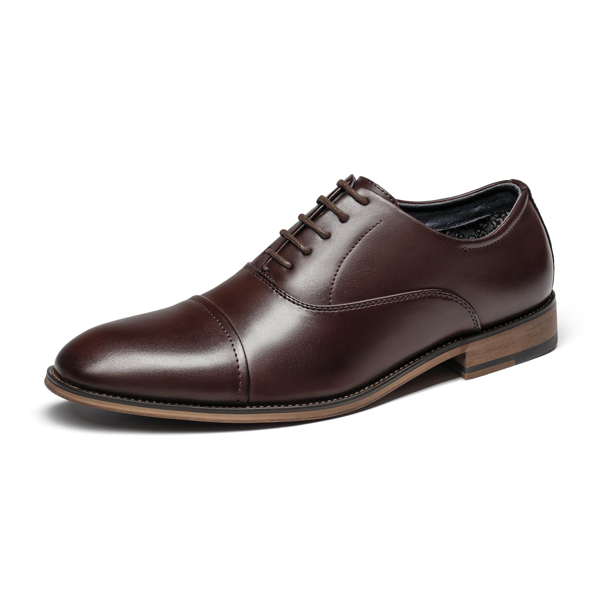 Bruno Marc Men's Cap-Toe Formal Dress Shoes, Dark Brown, 11 Wide