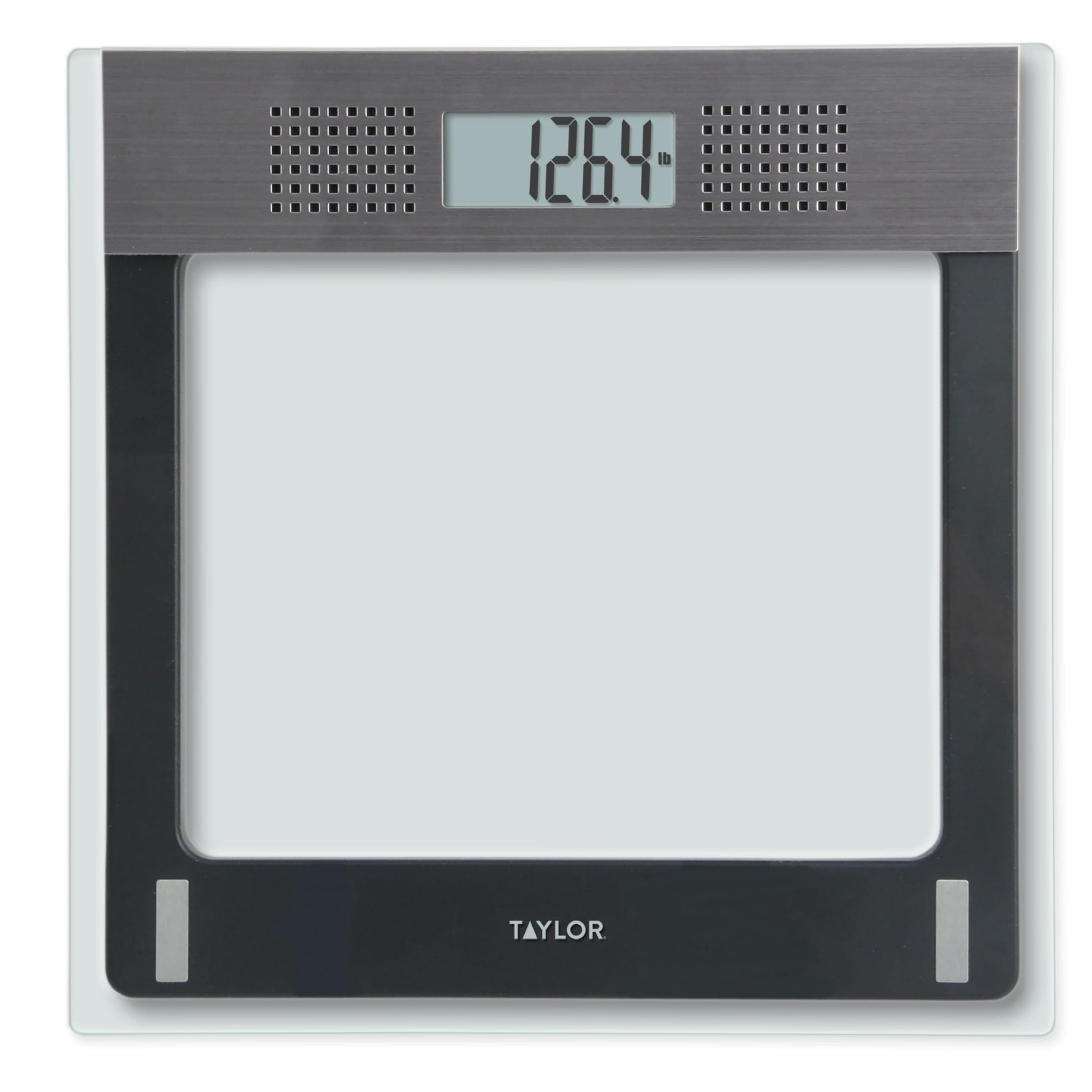 Taylor Electronic Glass Talking Bathroom Scale, 440 Lb. Capacity, Grey