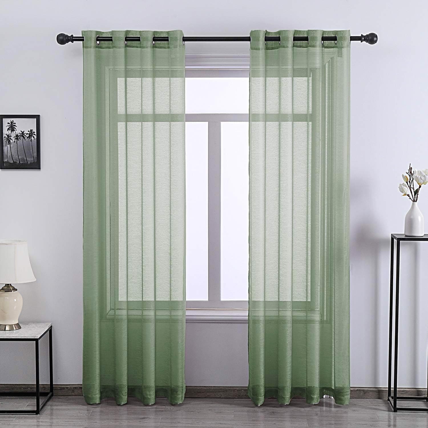Amazon Brand - Umi Linen Textured Sheer Curtains, Semi Transparent & Light Filtering Door Curtains with Tieback and Eyelets, Pack of 1 (Windows - 6 feet x 4 feet)