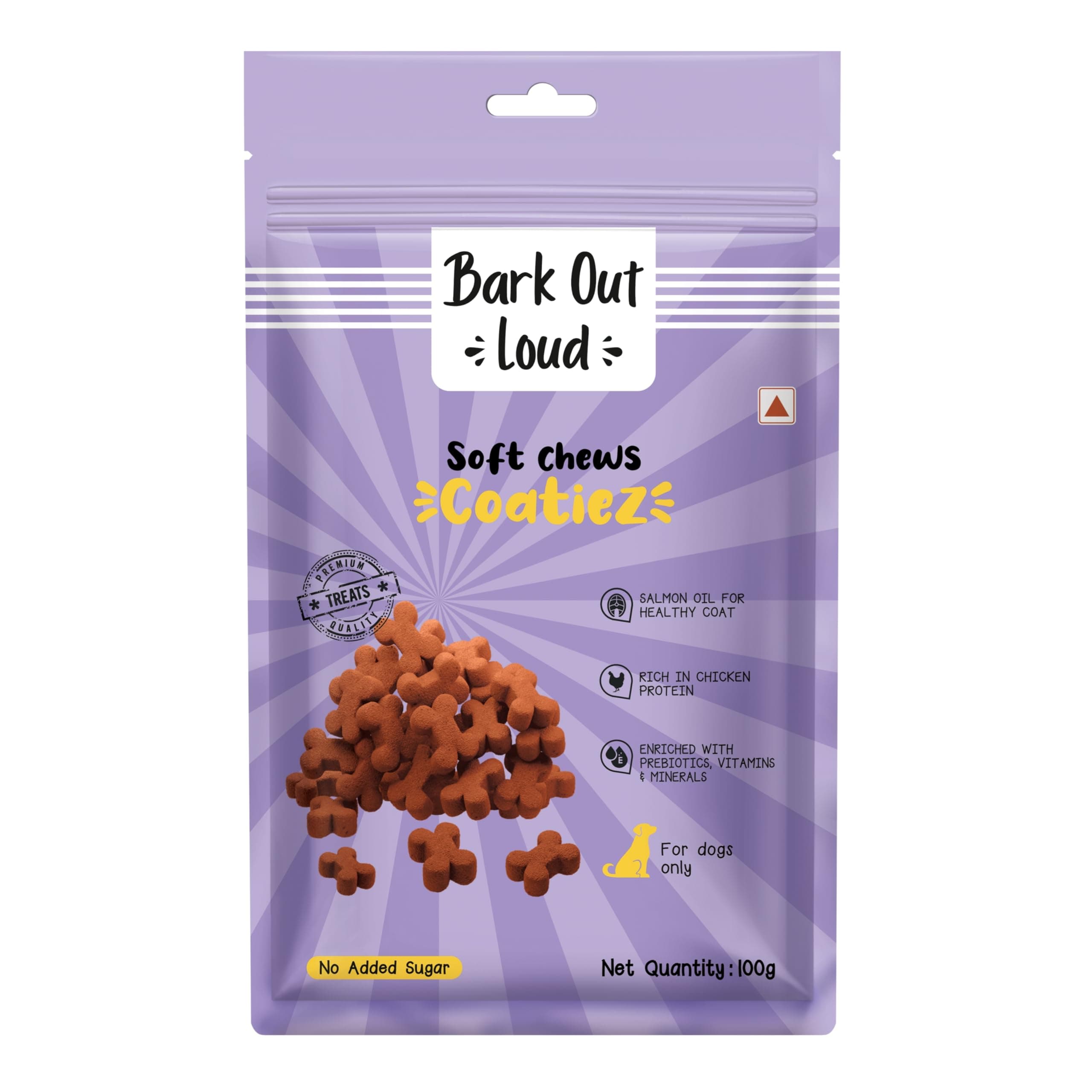 BARK OUT LOUD - Coatiez Soft Chews DogTreats | Fresh Chicken, No Sugar | -Salmon Oil Omega Fatty Acids | Prebiotics, Vitamins & Minerals - 100 GMS