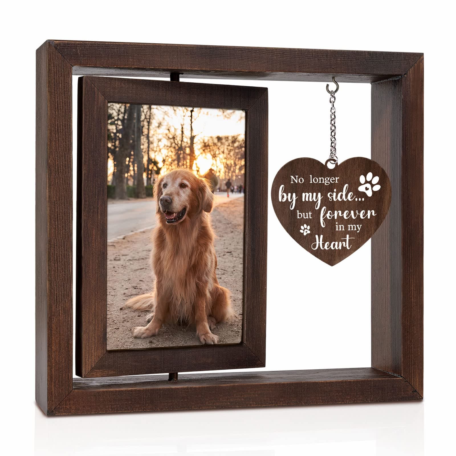 Jigfoxy Dog Memorial Rotating Wooden Picture Frame