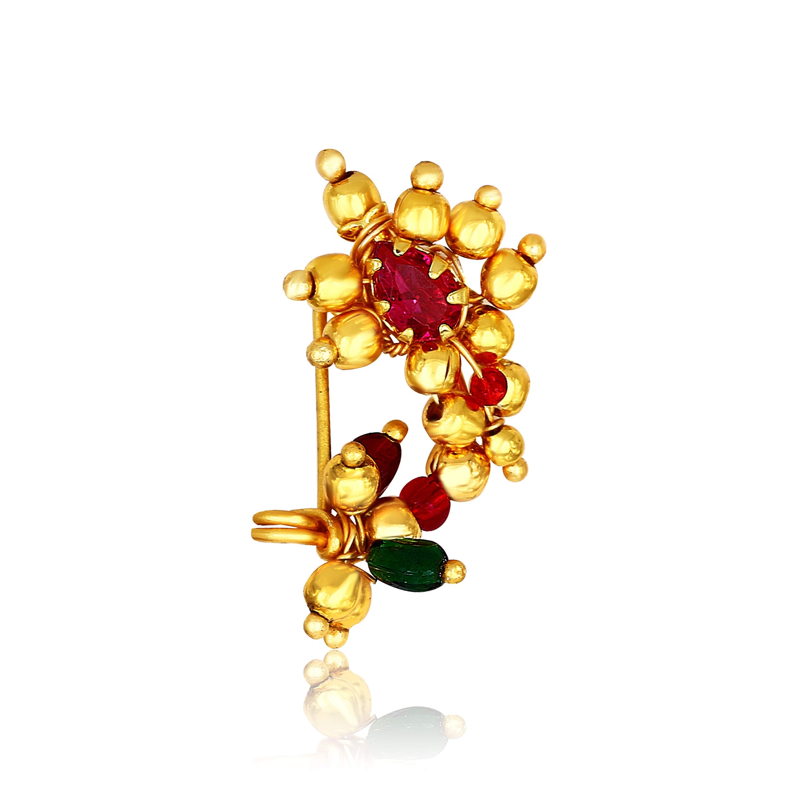 MEENAZ Copper, Gold Plated Traditional Maharashtrian Nath Nose Rings for Women
