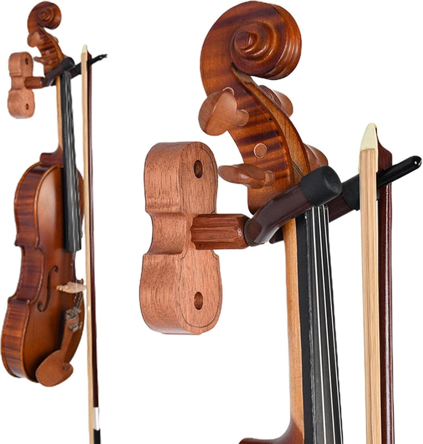 KalamkariX Violin Stand, Mahogany Wood Violin Hook with Hard Case, Adjustable Height for Musicians, Portable Foldable Design for Outdoor Use, Violin Accessories, Violin Musical Instrument Stander