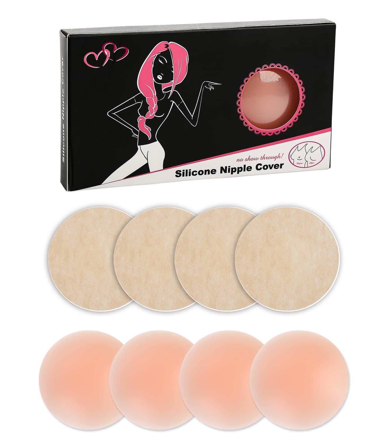 DClub Pasties for Women 2 Pairs Nipple Covers Reusable Adhesive Silicone Covers (2 Pairs Pasties), 2 Pairs Pasties, One Size
