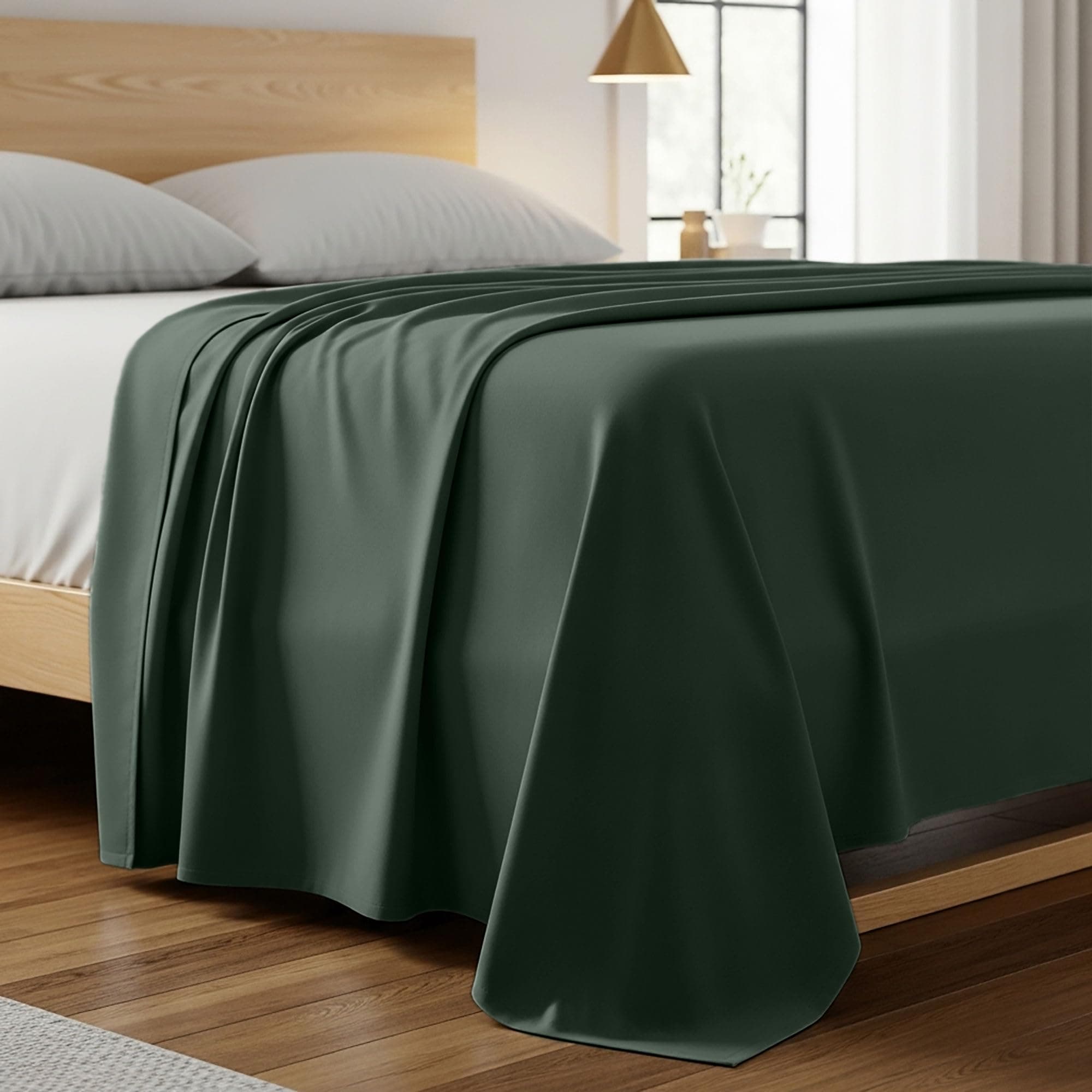Mellanni California King Flat Sheet - Hotel Luxury 1800 Bedding Cooling Top Sheet - Softest Sheets - Wrinkle, Fade, Stain Resistant - 1 Flat California King Sheet Only (Cal King, Emerald Green)