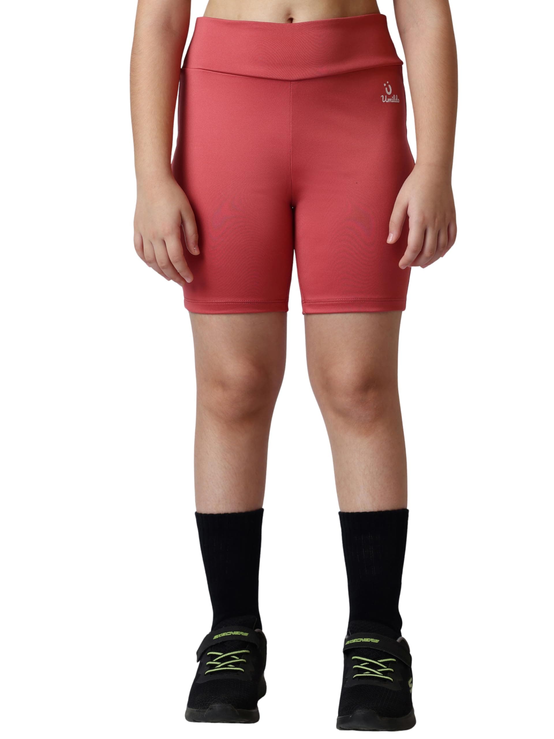 UMILDO Girls Solid Coral Activewear Shorts – Stretch, Comfort & Versatile Style