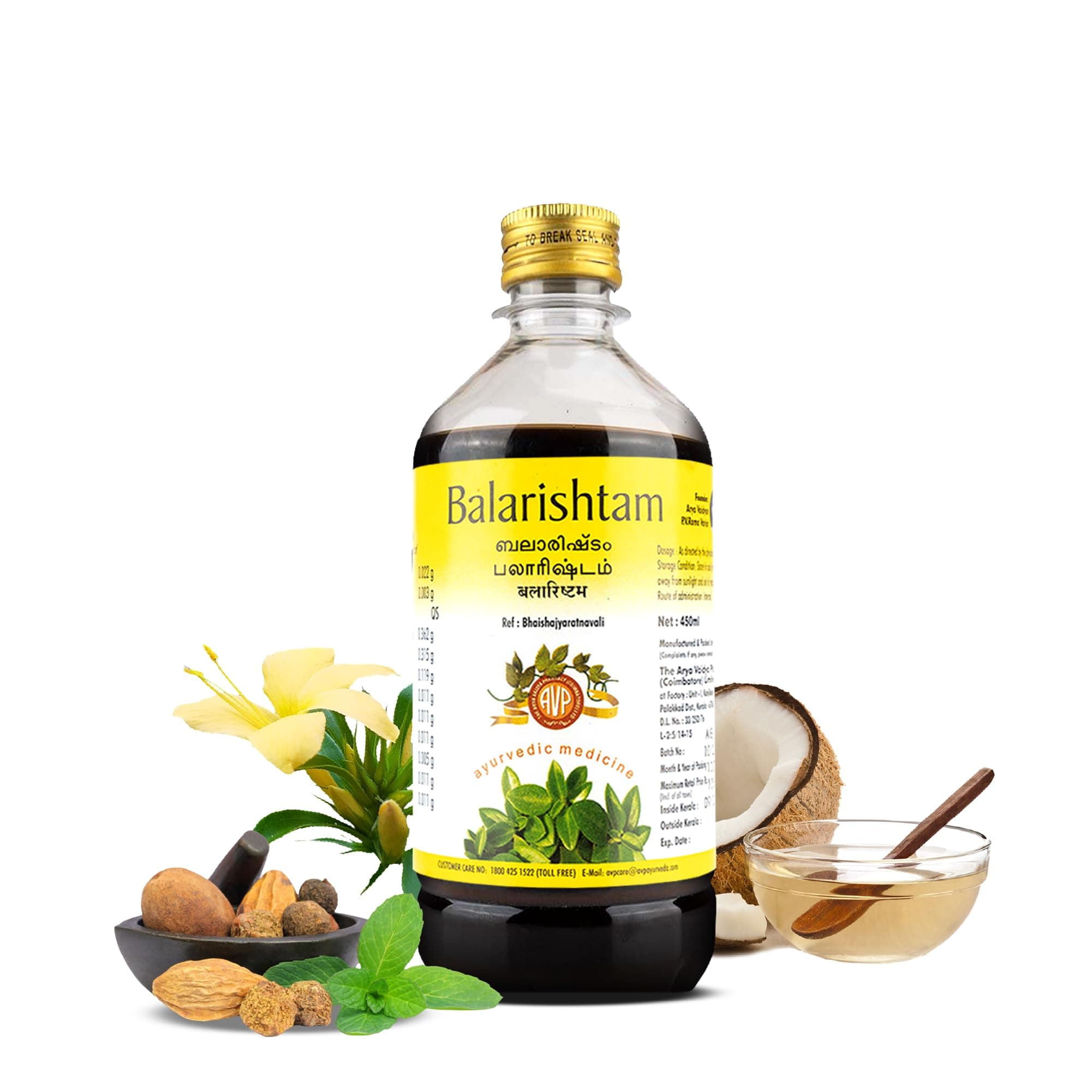 AVP Balarishtam 450Ml, Enhance Strength, Alleviate Joint Pain, Helps In Swelling And Pain, Eases Constipation, For Healthy Bone And Muscle, Relieve Numbness