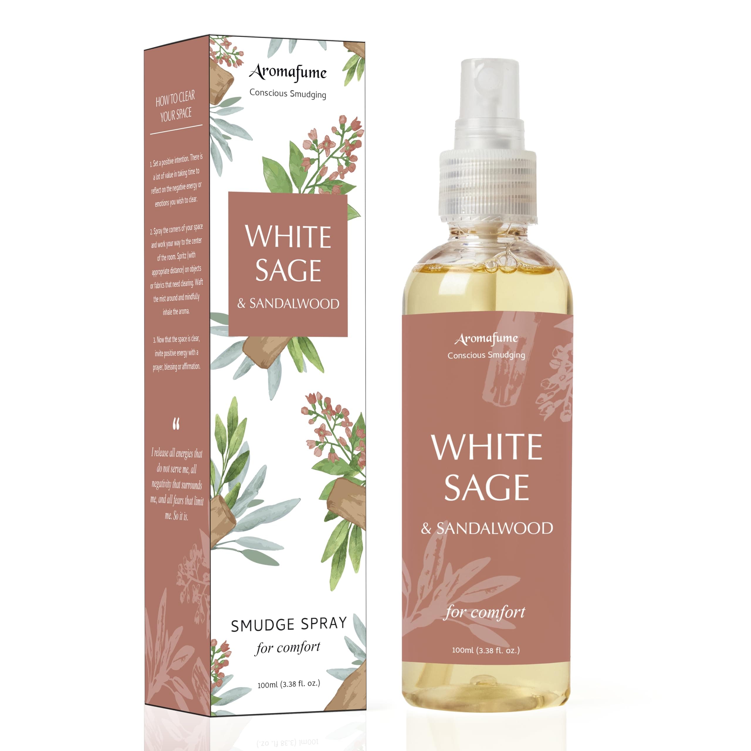 White Sage and Sandalwood Smudge Spray for Spiritual Cleansing, Aromafume