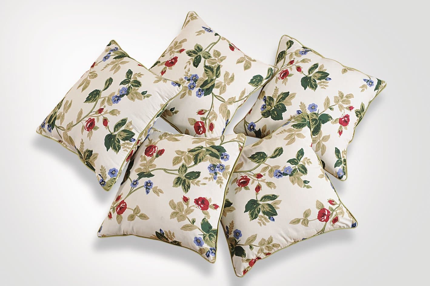 Swayam Set of 5 Floral Print Cotton Beige Cushion Cover | 12 x 12 Inch | Soft Breathable Fabric with Hidden Zipper | Decorative & Stylish Cushion Covers for Sofa, Living Room, Bedroom & Couch