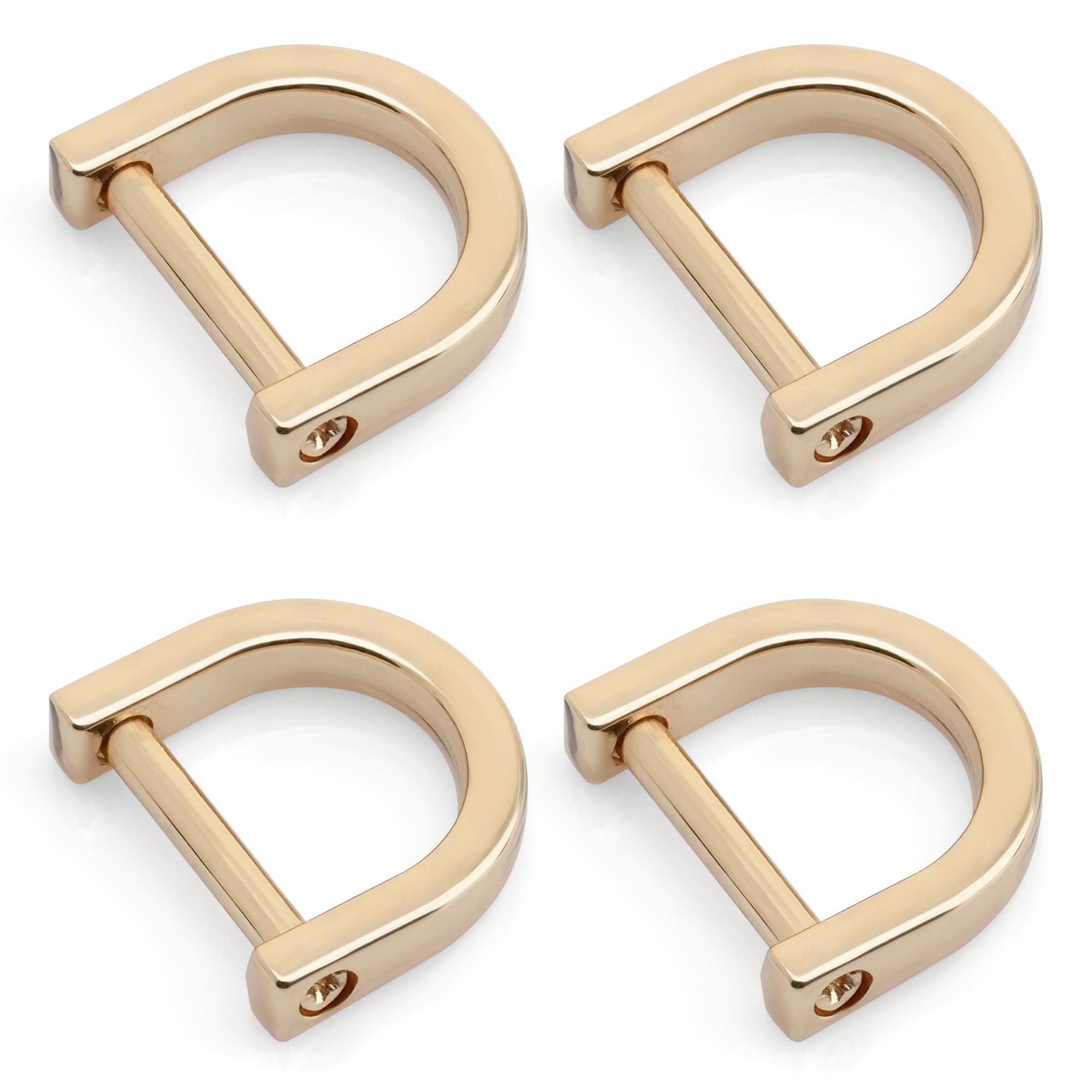 CRAFTMEmore D-Rings with Screw Shackle Horseshoe U Shape Dee Ring DIY Leather Craft Purse Replacement for 5/8 Inch Strap 4 pcs (Gold)