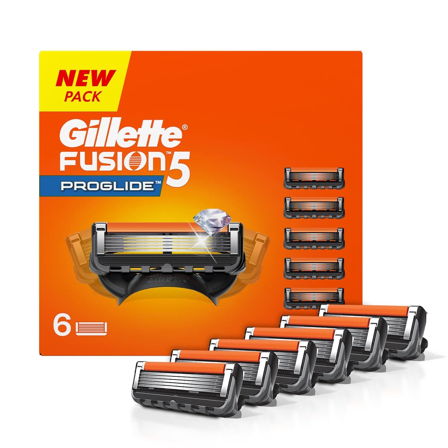 Gillette Fusion 5, Pro Shaving Blades For Men | 6 Cartridge, Value Pack | Fits Any Gillette Fusion Handle | 6 Cartridges Last Up-To 120 Shaves | Pro Blade | Enchanced Lubrastrip For Moisturization