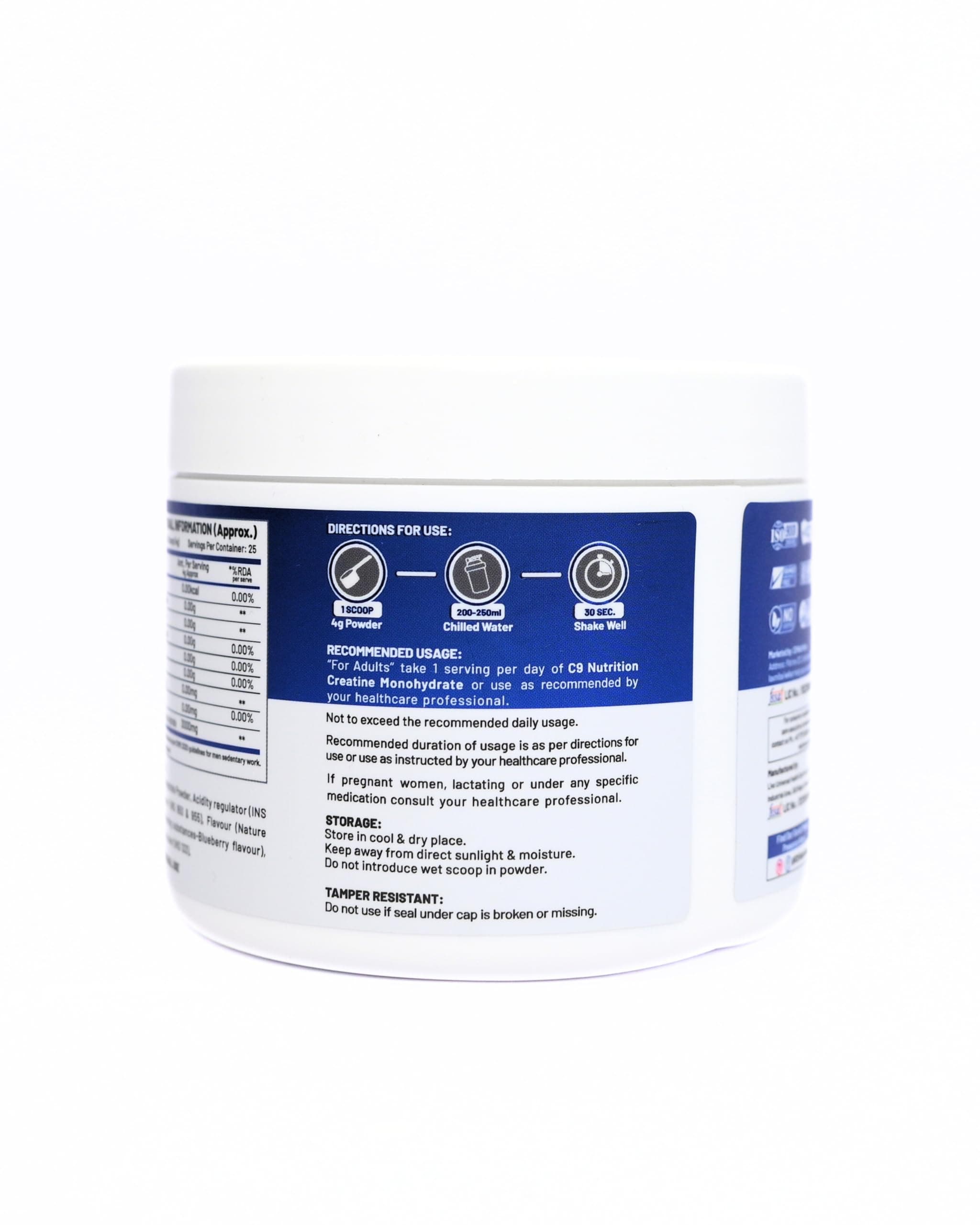 C9 Nutrition Creatine Monohydrate 100g | 3000mg Pure Creatine | 200 Mesh Micronized Powder | Unflavoured | Boosts Strength, Endurance & Muscle Recovery | 33 Servings