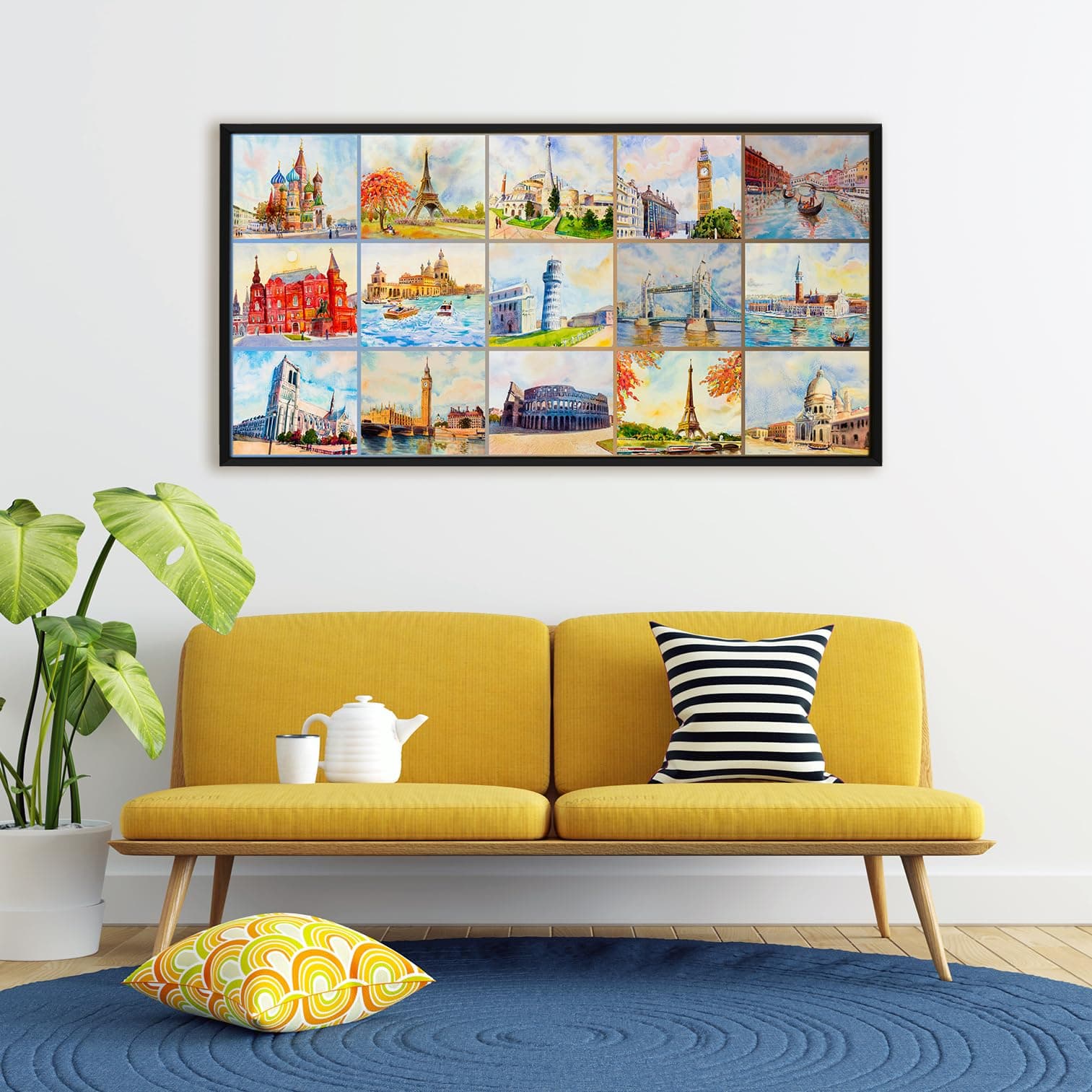 PAPER PLANE DESIGN City and Landscapes Painting. Living Room Wall Decor. Large Canvas Art Prints for Home Decor. Ready to Hang. 24 x 48 Inches.