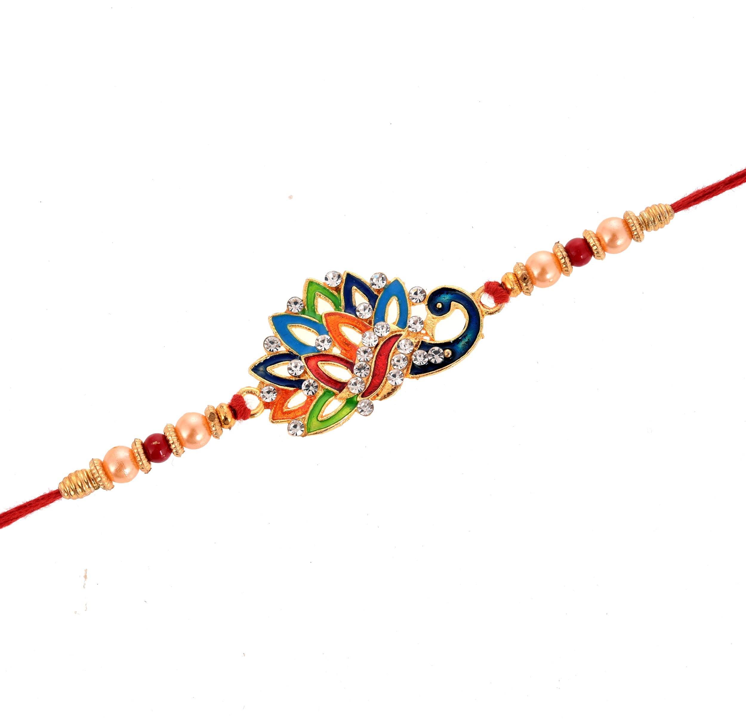 Designer Rakhi Set for Brother and Bhabhi, Premium Evil Eye Rakhi for Bhaiya Bhabhi Set of 2, Evil Eye Rakhi Bracelet Lumba for Bhabhi With Fridge Magnet Gift for Men Women, Greeting Card, Tilak Set (VV-D2B5-EDOA)