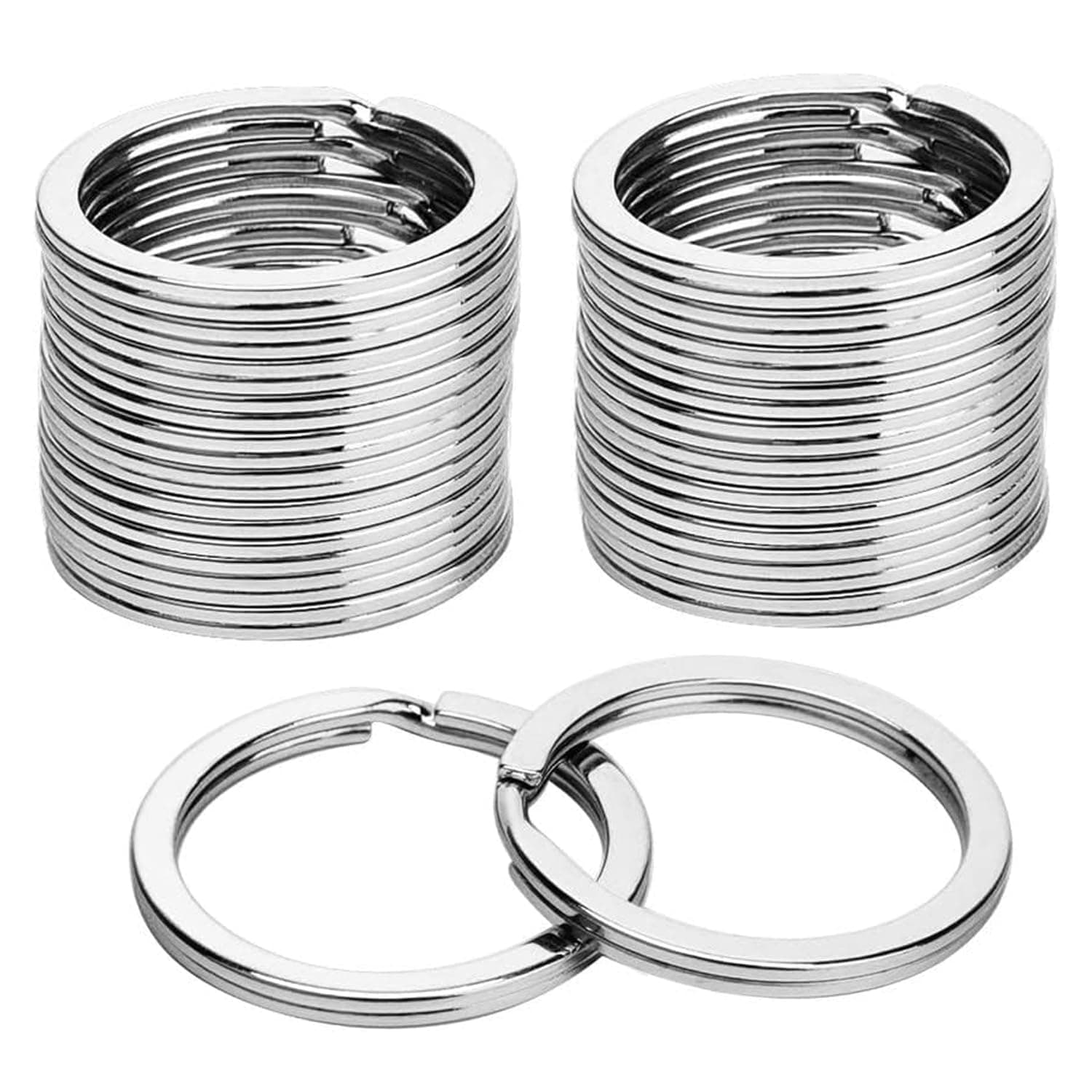 FUSION STAR Key Rings 1 Inch, Flat Key Chain Rings Metal Split Ring for Home Car Office Keys Attachment (Pack of 20)