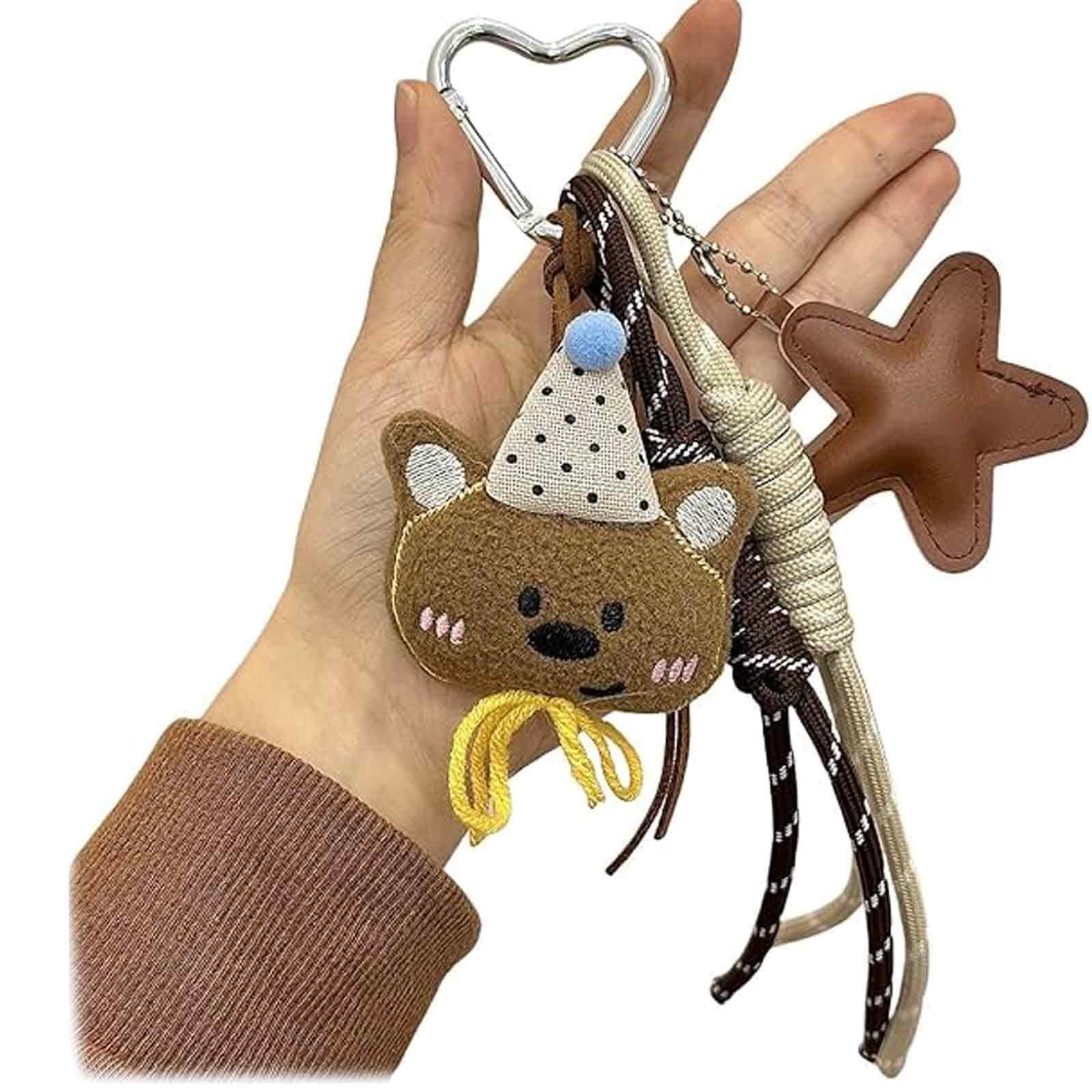 FFZDENA 1 Piece Keychains Aesthetic, Bag Charms for Handbags, Cute Keychain for Girls, Plush Bear Design, Matching Key Rings for Home
