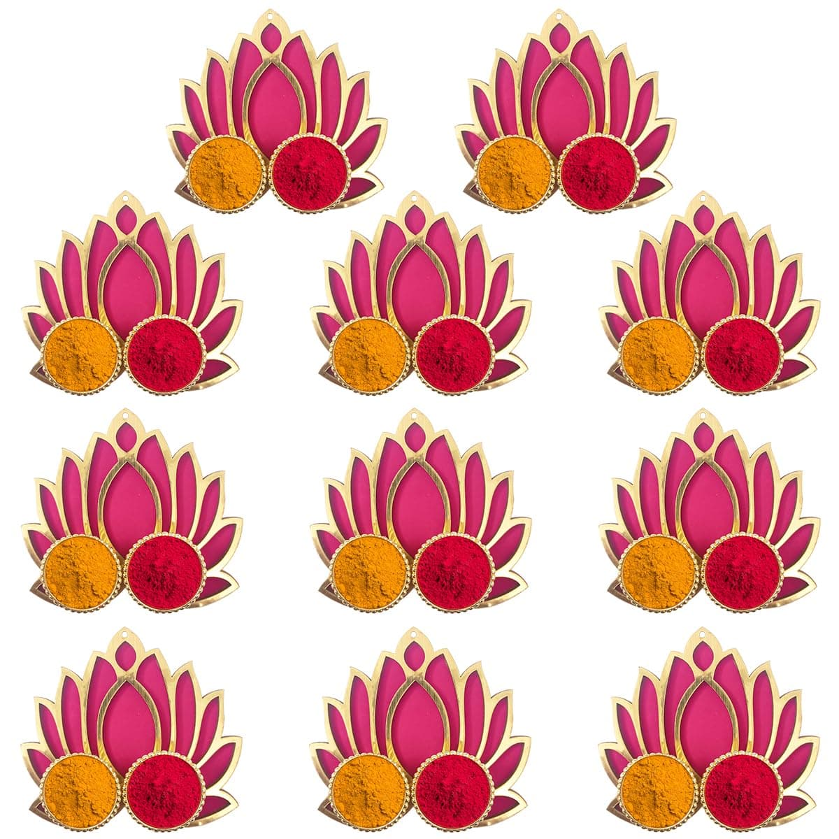 Natali Traders Decorative Lotus Haldi Kumkum for Return Gifts Puja Items Favors Housewarming Gifts Pack of 11 Pasupu Kumkum Puja Bulk Wedding Return Gifts