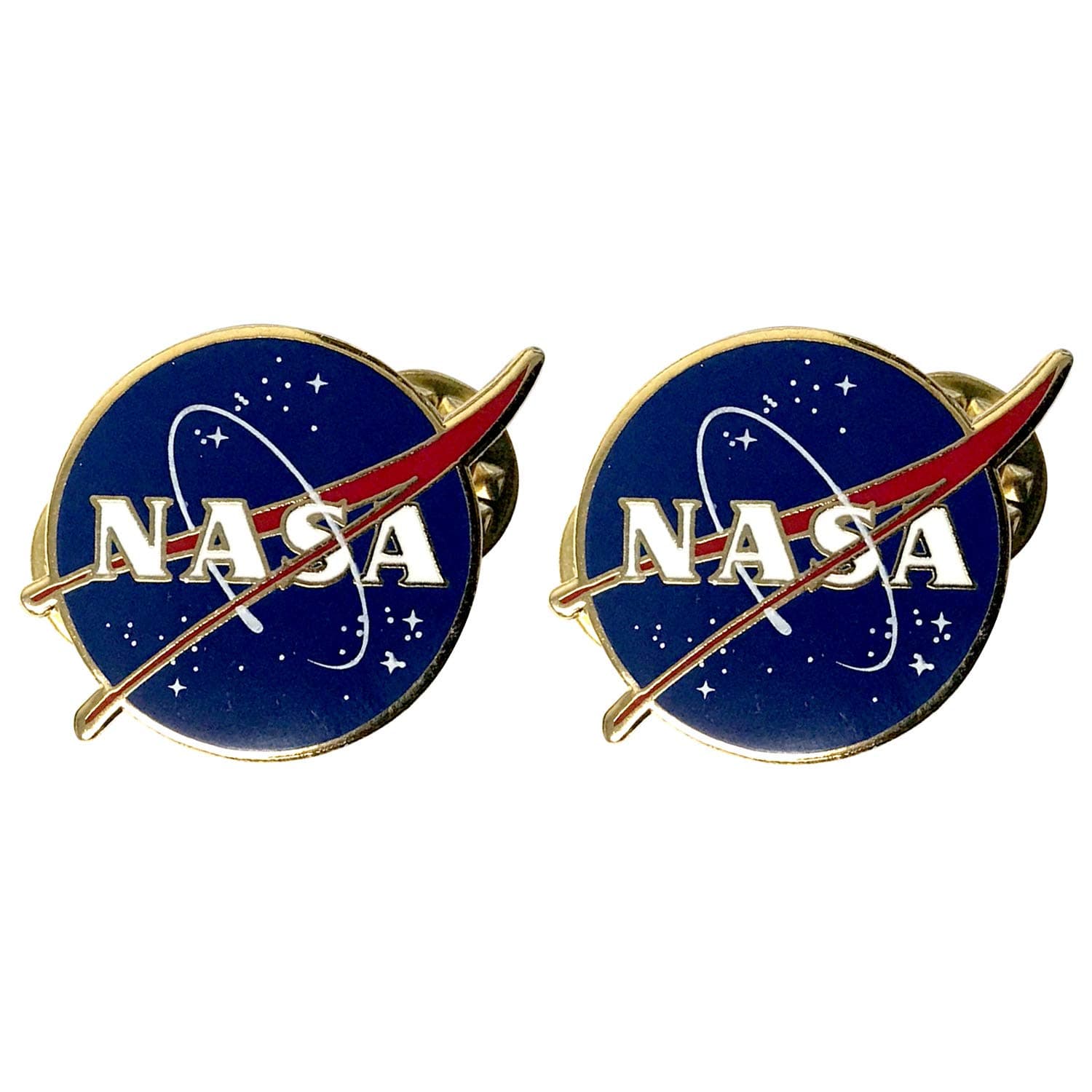 Official Licensed Metallic NASA Space Vector Insignia Emblem Pin - 2 Pack, One Size, Metal, no gemstone