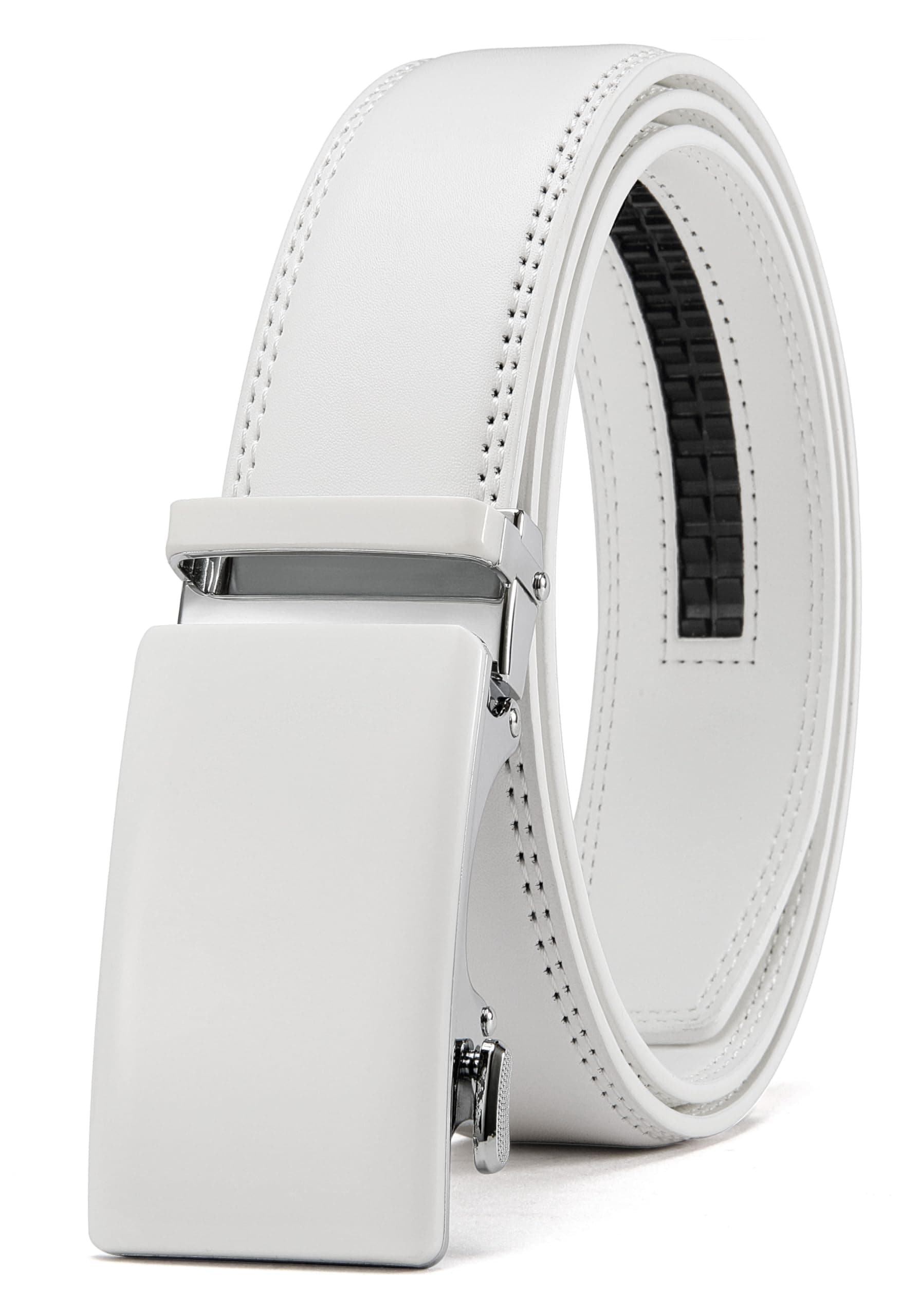 Mens Belt, Ratchet Belt Dress with 1 3/8" Genuine Leather, Slide Belt with Easier Adjustable Buckle, Trim to Fit