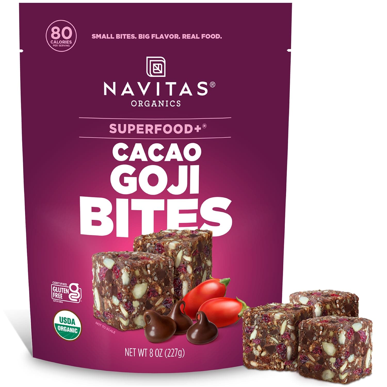 Navitas Naturals Organic Cacao Goji Superfood Power Snack - 8-Ounce