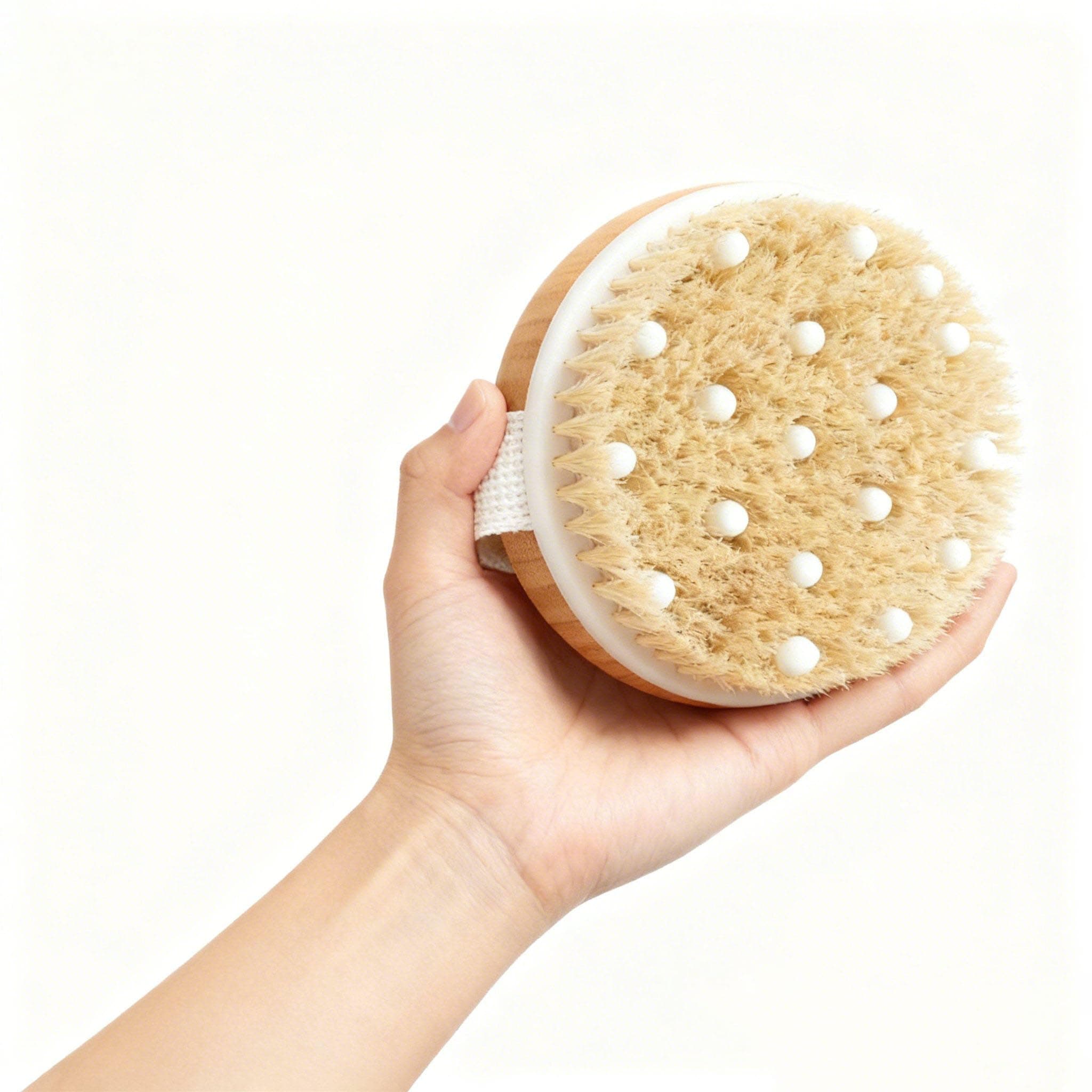 Body Brush for Wet or Dry Brushing - Gentle Exfoliates Dead Skin-Lymphatic Drainage - Cellulite Treatment Dry Skin,Spa Massage Scrub Brush with Soft Boar Bristles