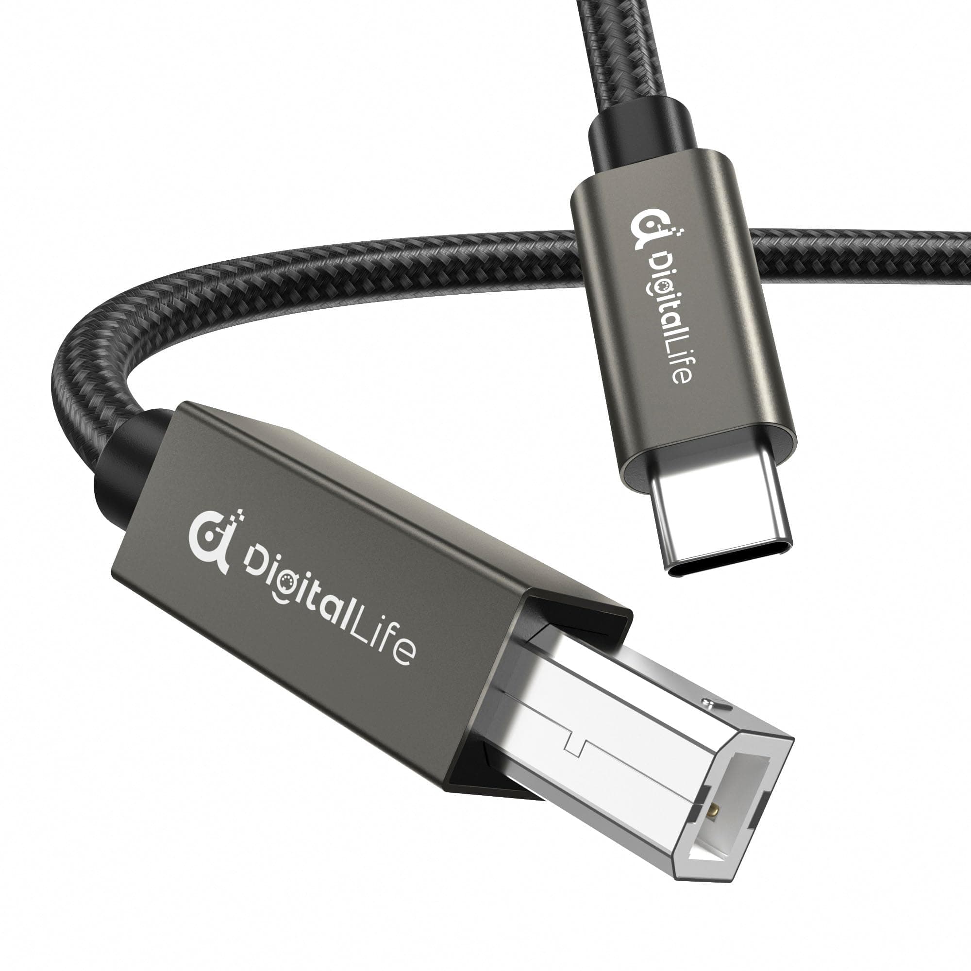 DigitalLife USB C to USB B MIDI Cable - USB Type C MIDI Interface Cable for MIDI Controller, MIDI Keyboard (1.8M, MIDI Cable)-Black