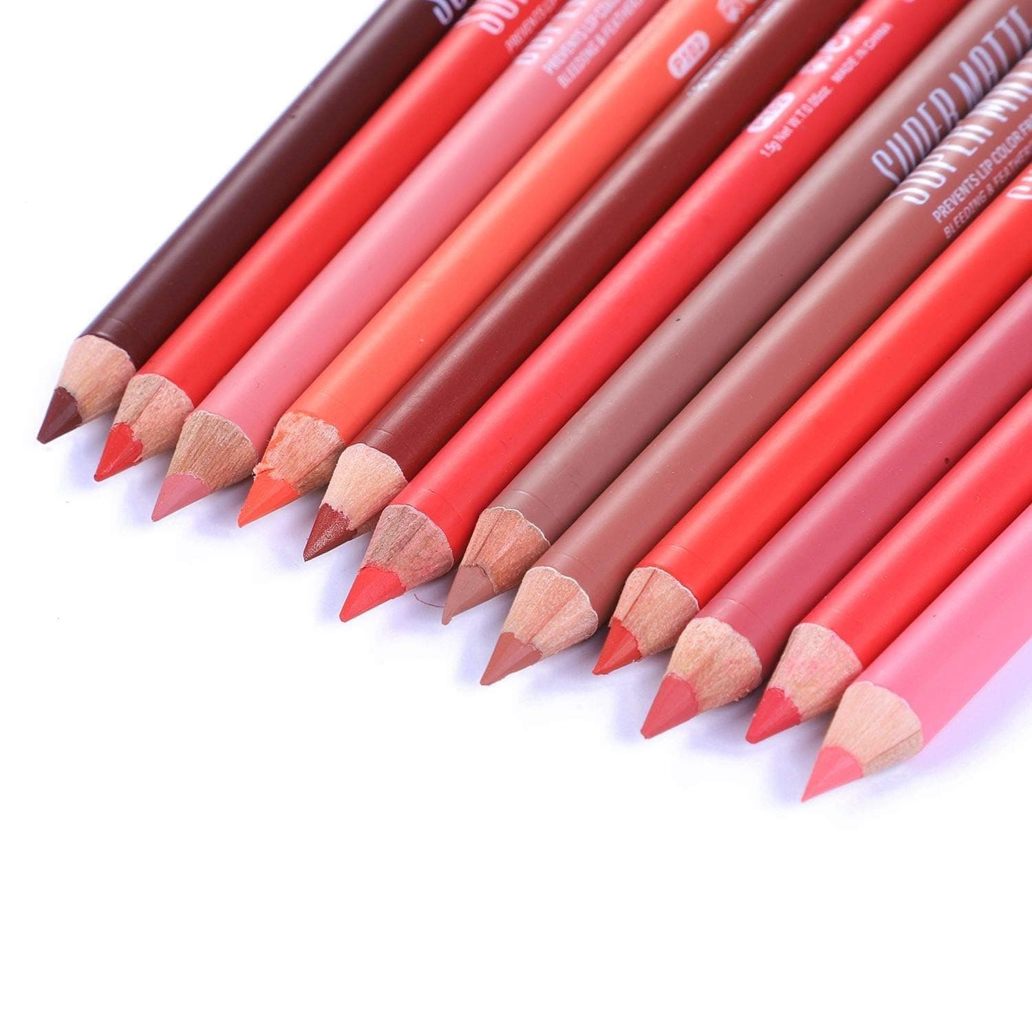 Super Matte Lip Liner Set, 12 Colours, Long-Lasting Matte Finish Lipliner Pencil Waterproof, Nude Lip Liner, Professional Multicolored Long-Lasting Lipliner for Women and Girls