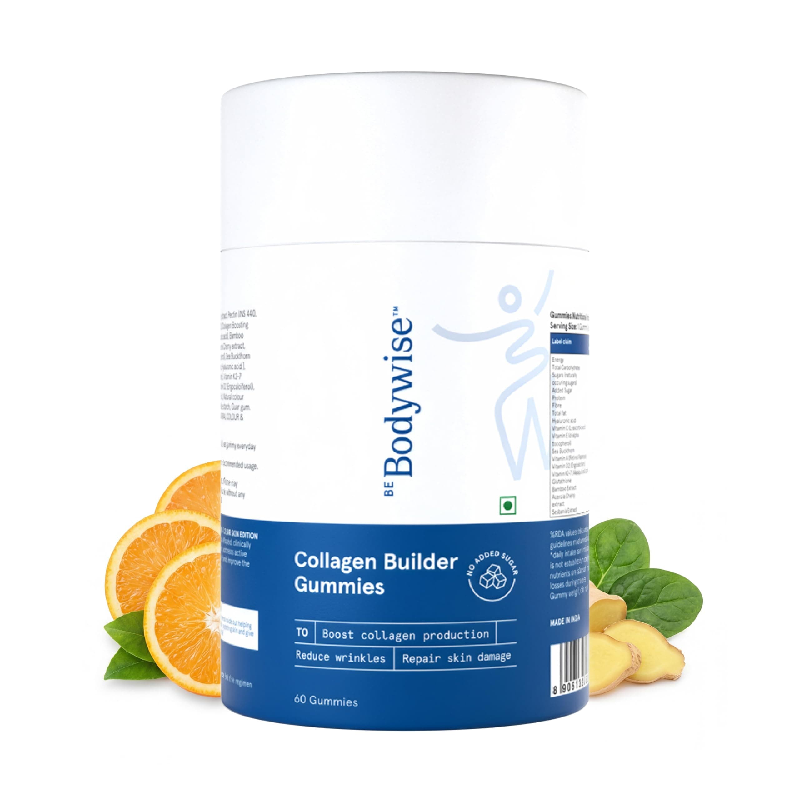Be Bodywise Collagen Builder Gummies for Skin Regeneration | 60 Day Pack | With Sesbania Extract & Multivitamins | Improves Skin Elasticity, Reduces Signs of Aging & Repairs Damaged Skin